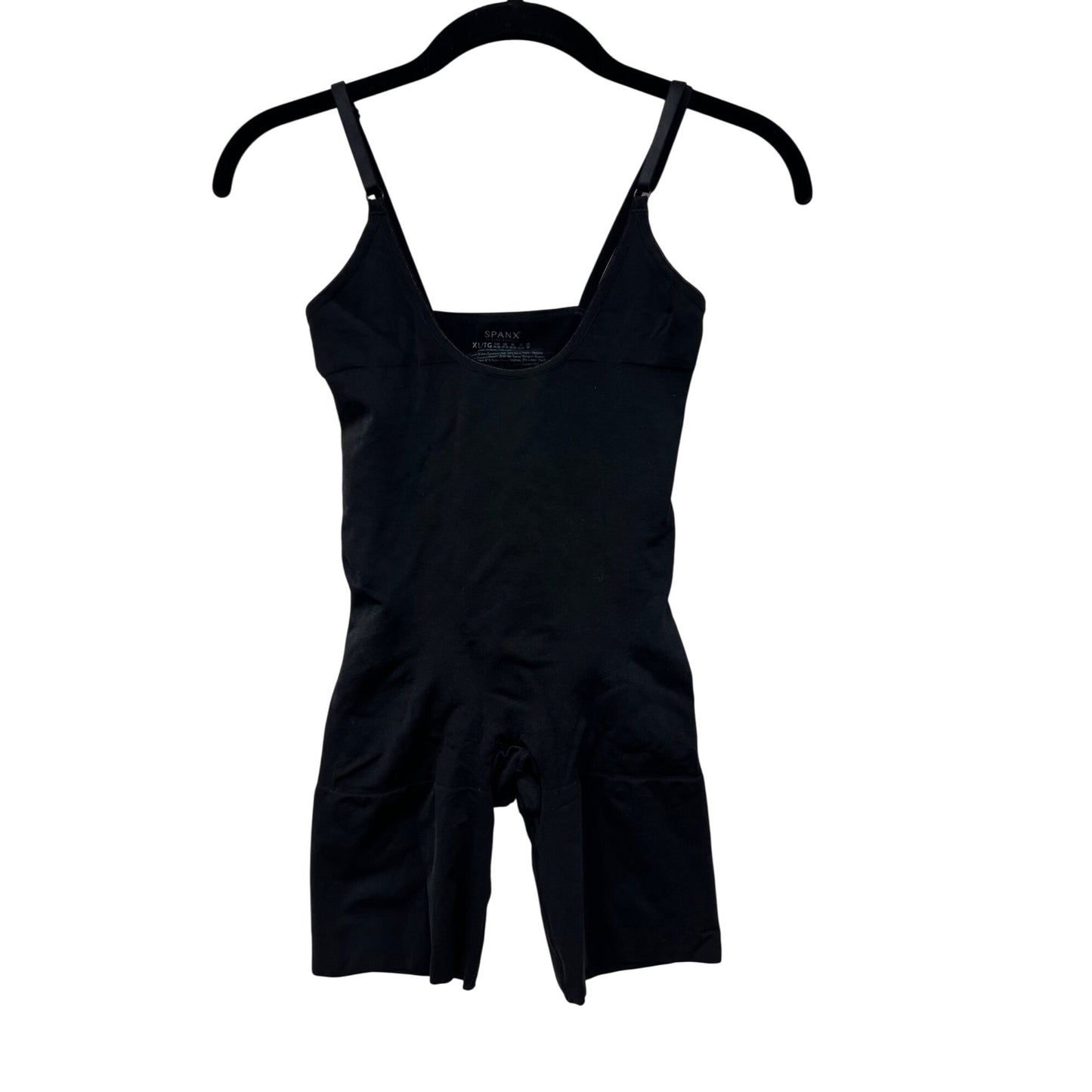 Spanx Womens XL Black Open-Bust Mid-Thigh Bodysuit Shapewear Nylon & Elastane Adjustable Straps #6839