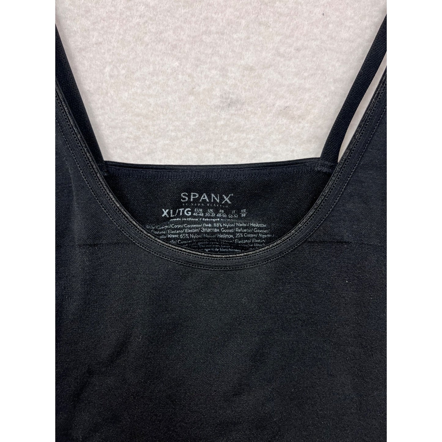 Spanx Womens XL Black Open-Bust Mid-Thigh Bodysuit Shapewear Nylon & Elastane Adjustable Straps #6839