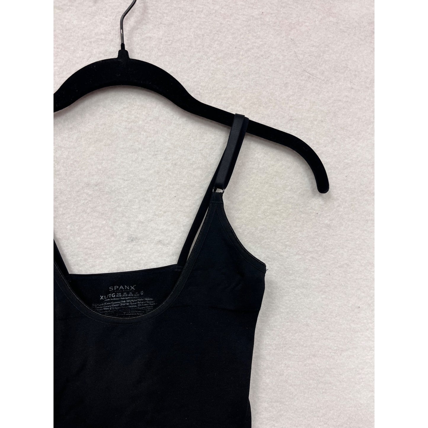 Spanx Womens XL Black Open-Bust Mid-Thigh Bodysuit Shapewear Nylon & Elastane Adjustable Straps #6839