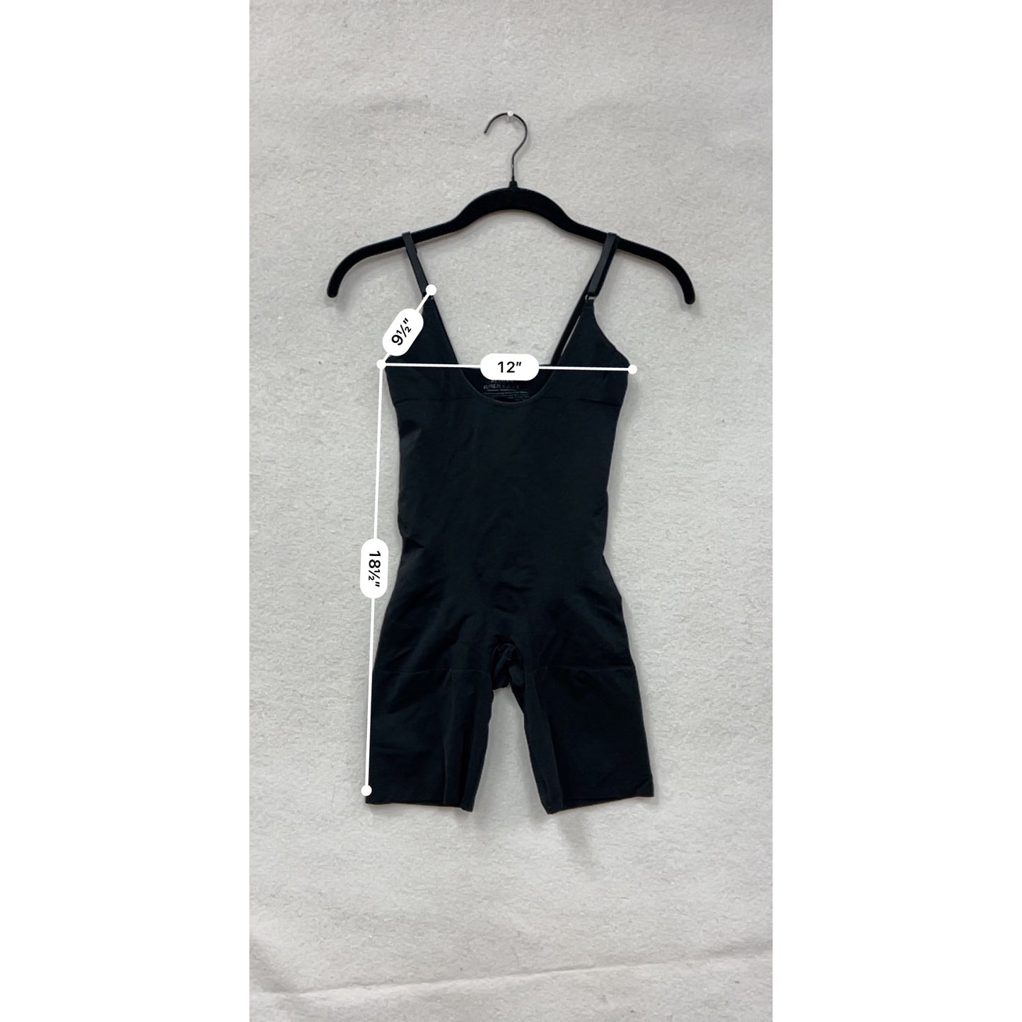 Spanx Womens XL Black Open-Bust Mid-Thigh Bodysuit Shapewear Nylon & Elastane Adjustable Straps #6839