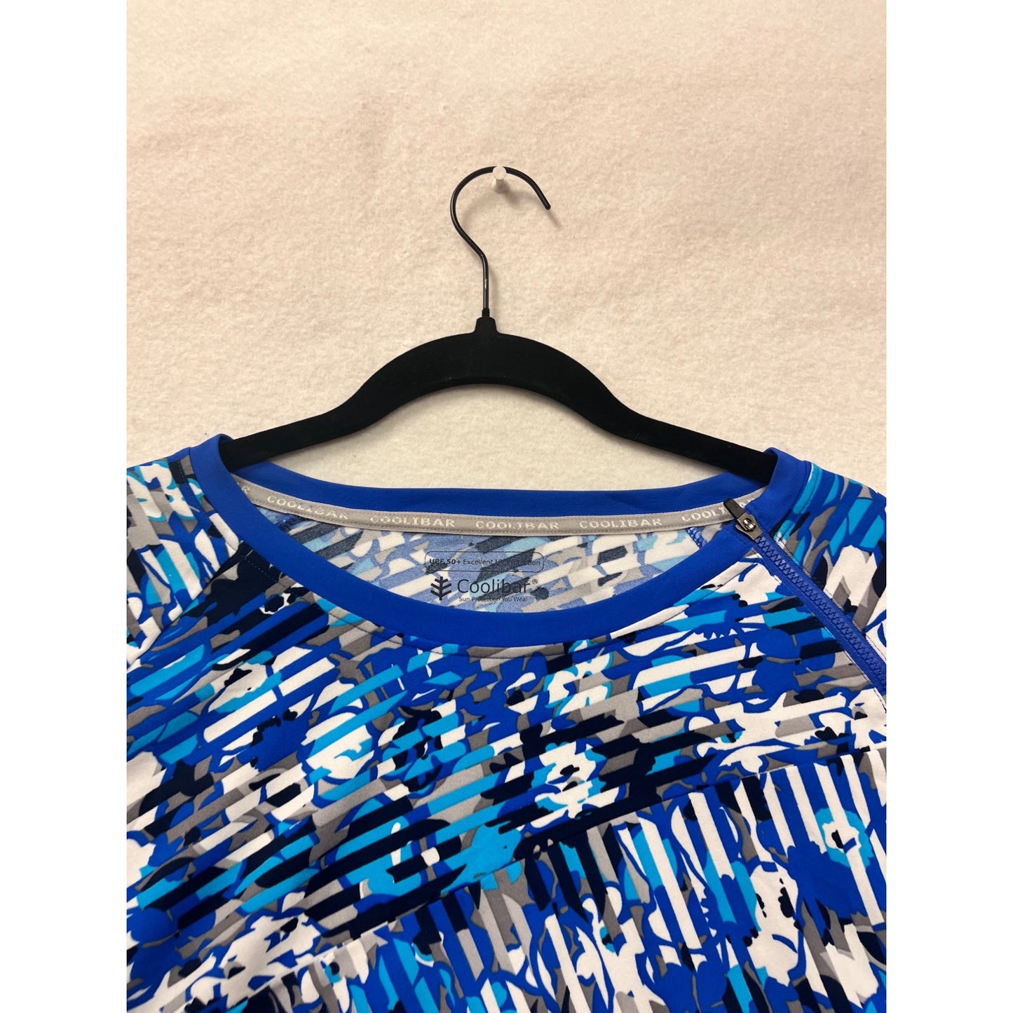 Coolibar Womens XL Long-Sleeve UPF 50+ Tunic Shirt Blue Abstract Print Lightweight #6789