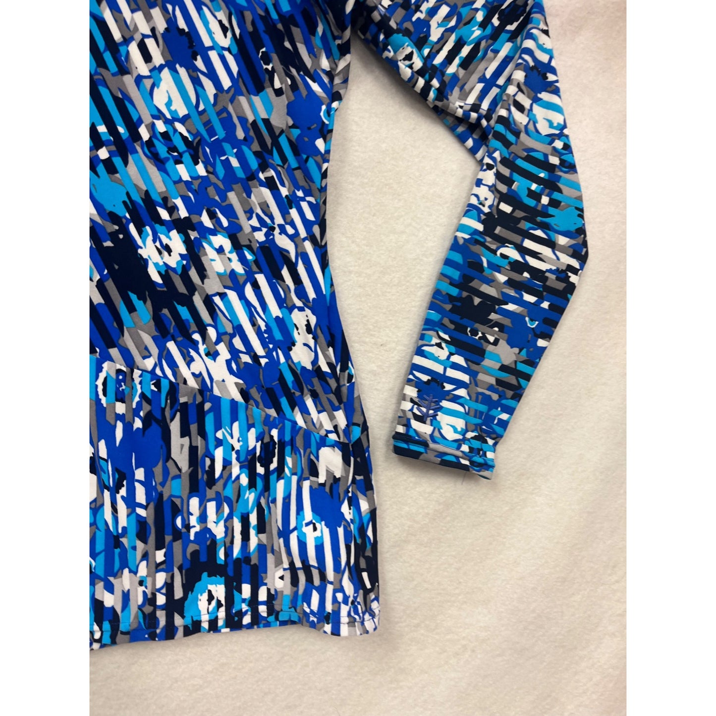 Coolibar Womens XL Long-Sleeve UPF 50+ Tunic Shirt Blue Abstract Print Lightweight #6789