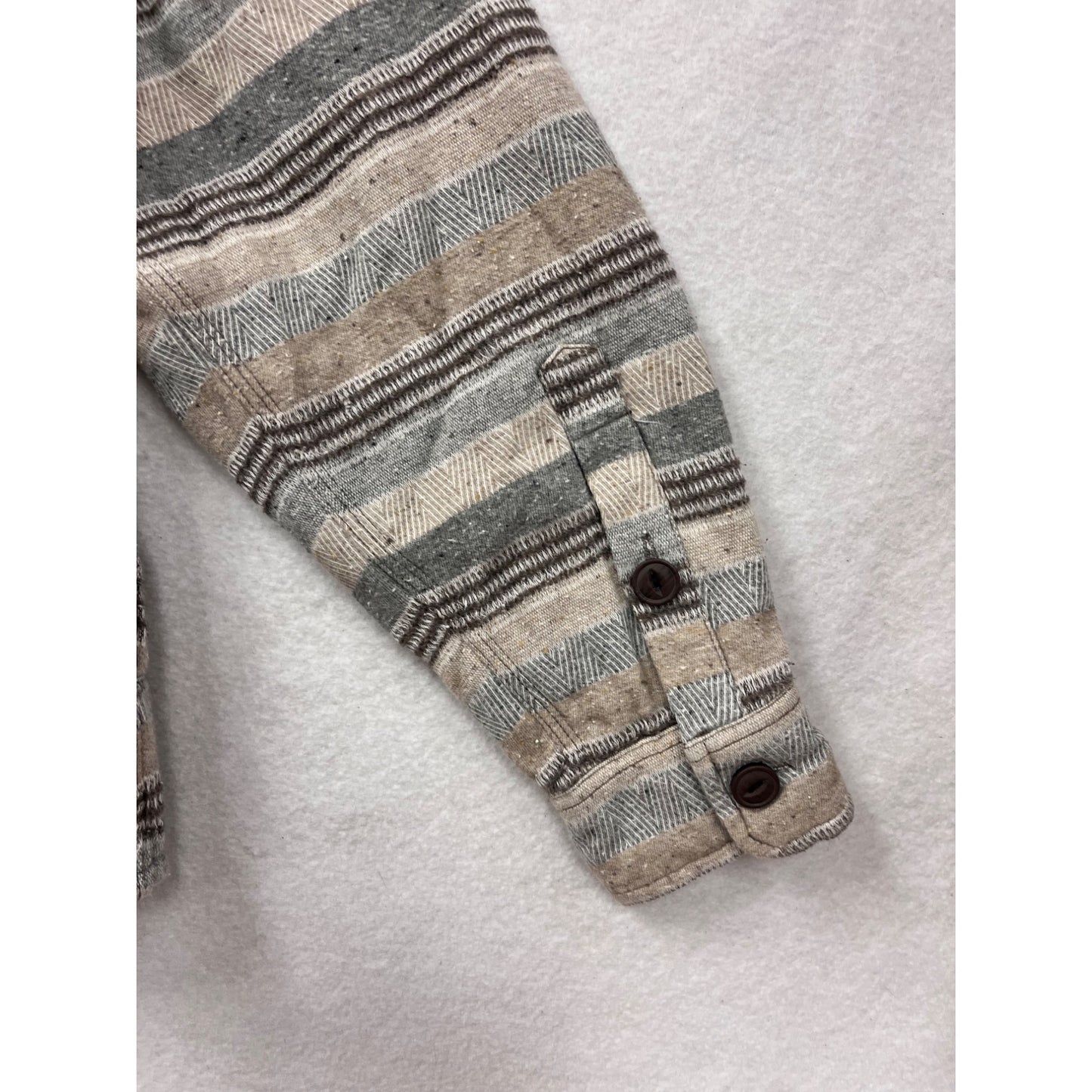 True Grit Mens L Sherpa Lined Striped Flannel Shirt #8024