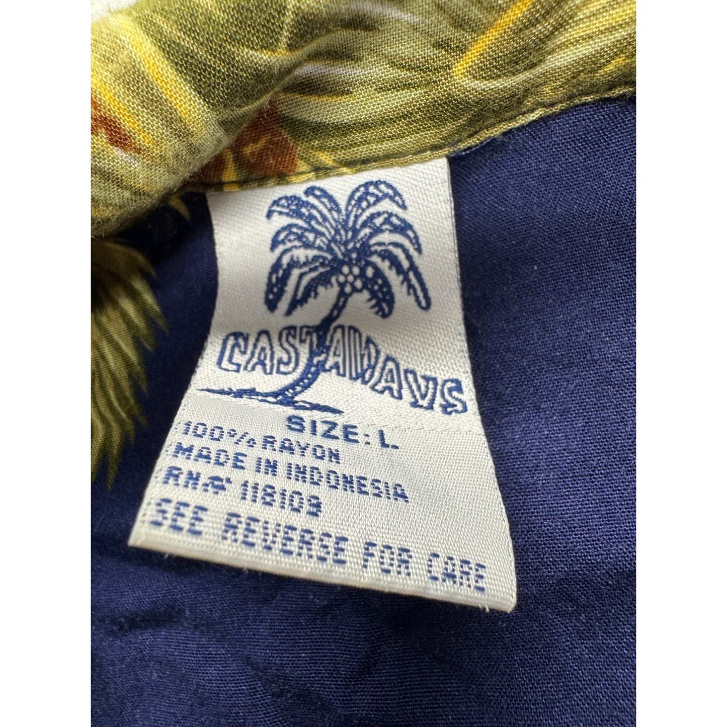 Castaways Mens Hawaiian Palm Tree Print Button-Up Shirt #7776
