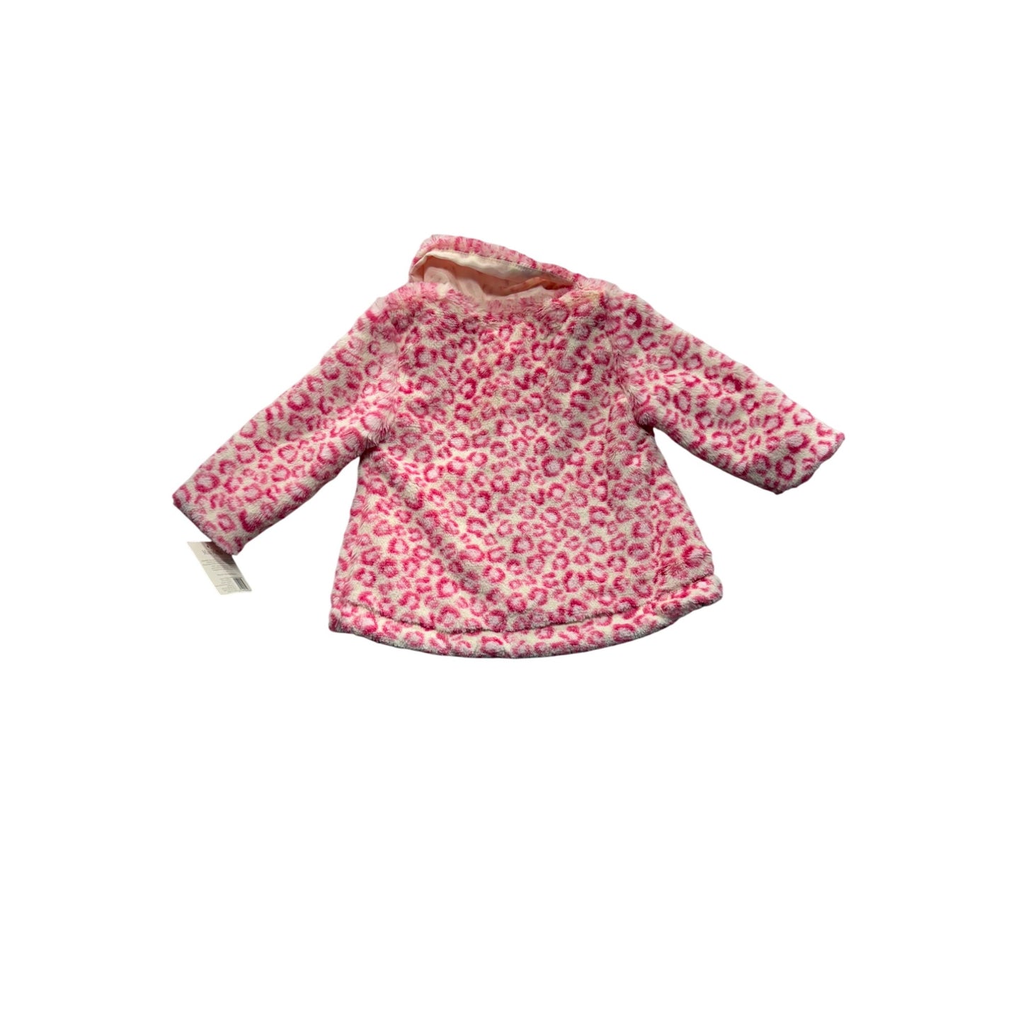 Mini Muffin 3-6M Pink Leopard Print Faux Fur Baby Coat W/ Crystal Buttons #7553