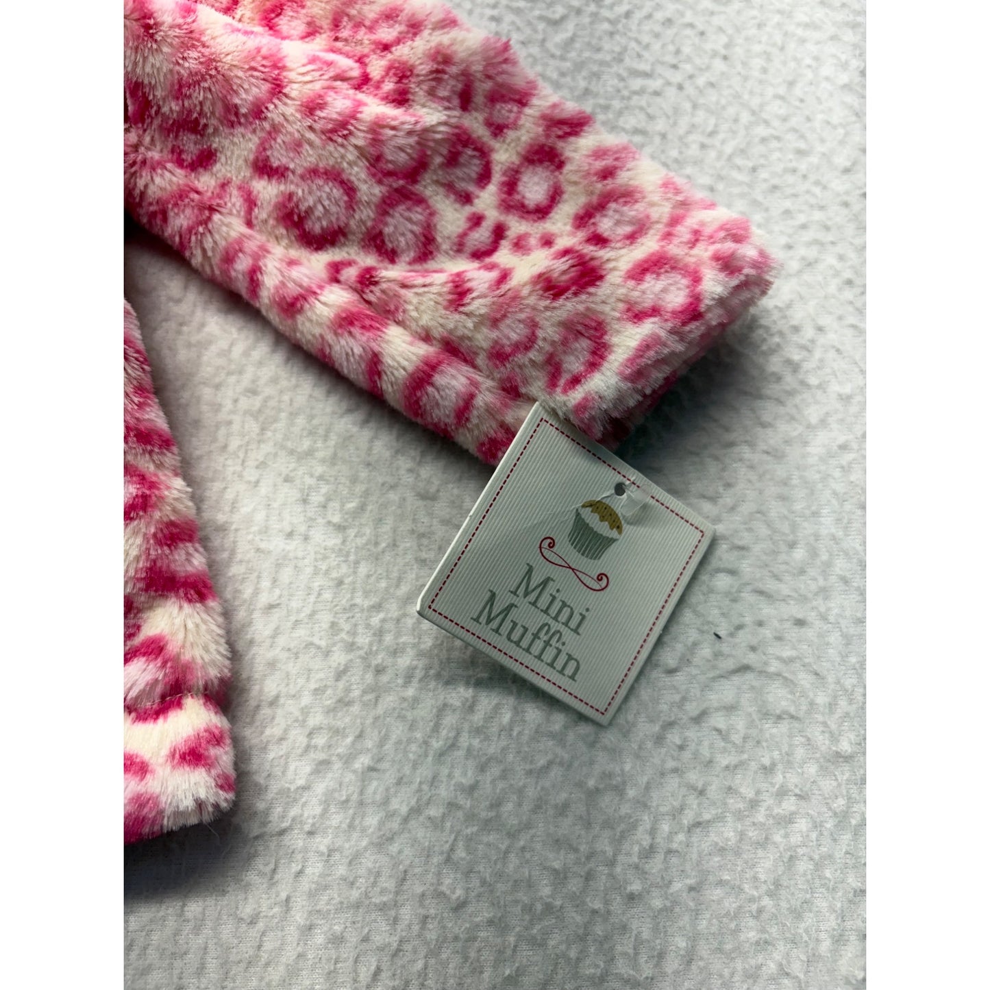 Mini Muffin 3-6M Pink Leopard Print Faux Fur Baby Coat W/ Crystal Buttons #7553