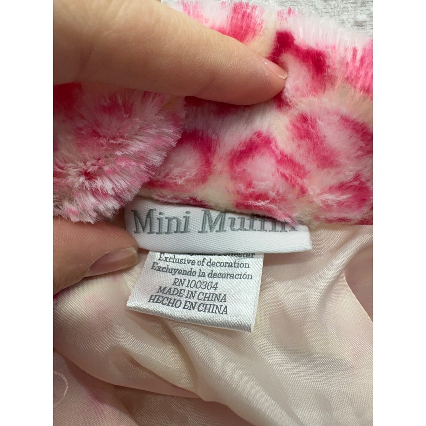 Mini Muffin 3-6M Pink Leopard Print Faux Fur Baby Coat W/ Crystal Buttons #7553