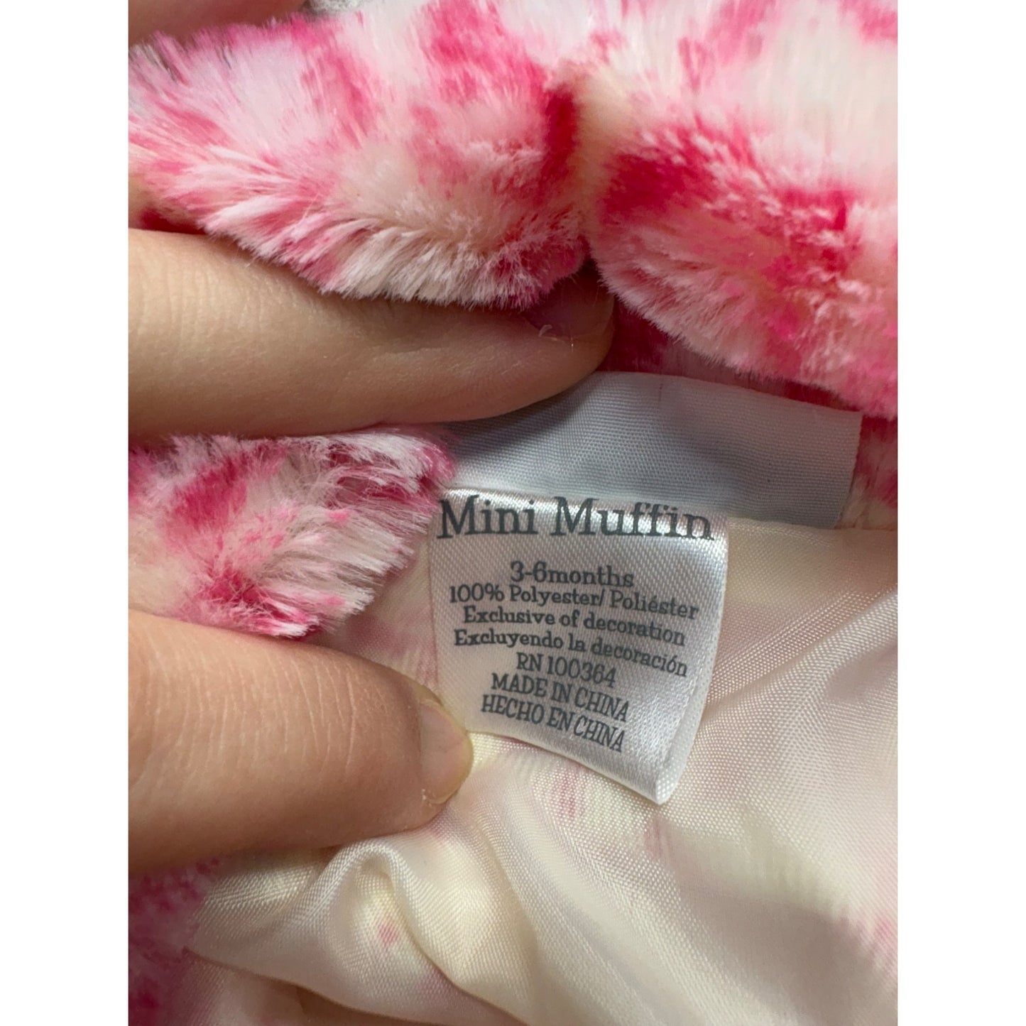 Mini Muffin 3-6M Pink Leopard Print Faux Fur Baby Coat W/ Crystal Buttons #7553
