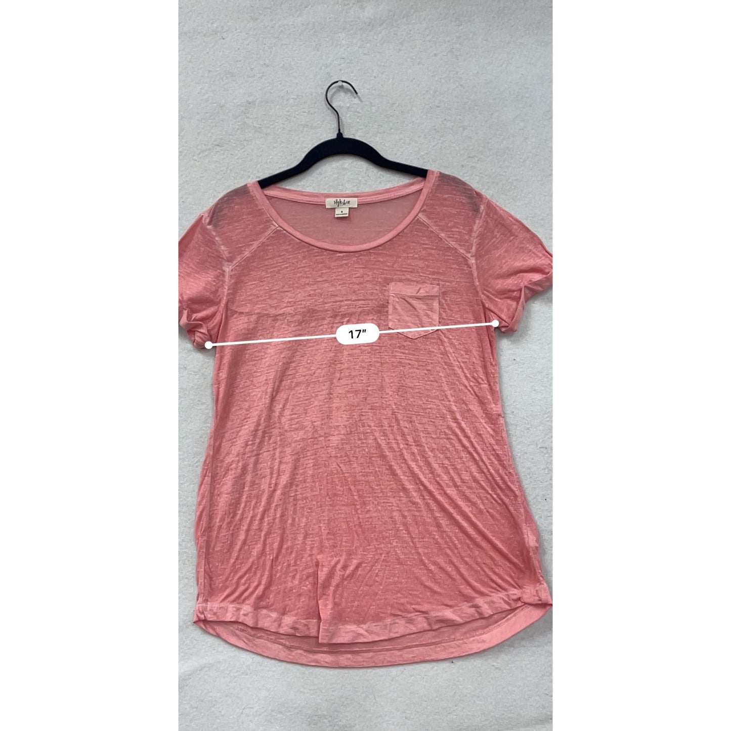 Style & Co Pink Short-Sleeve Sheer Pocket T-Shirt S #8515