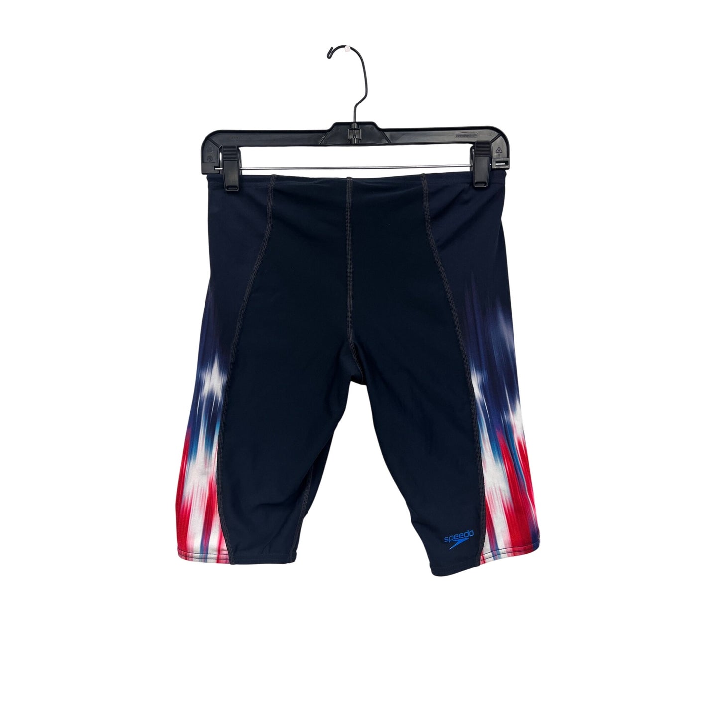 Speedo Mens Swim Jammer Shorts Size 32 Red/Blue Graphic Side Panels #6795