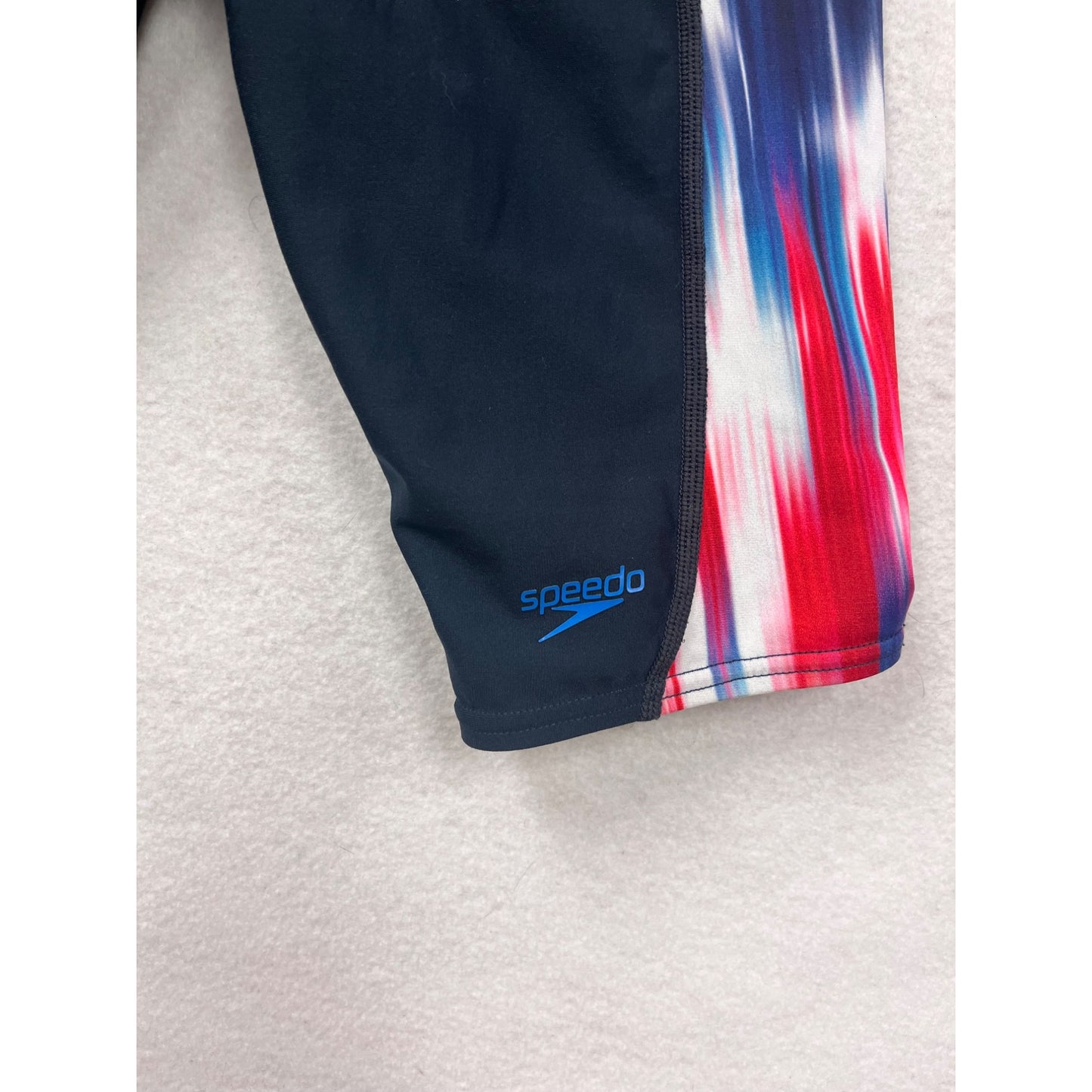 Speedo Mens Swim Jammer Shorts Size 32 Red/Blue Graphic Side Panels #6795