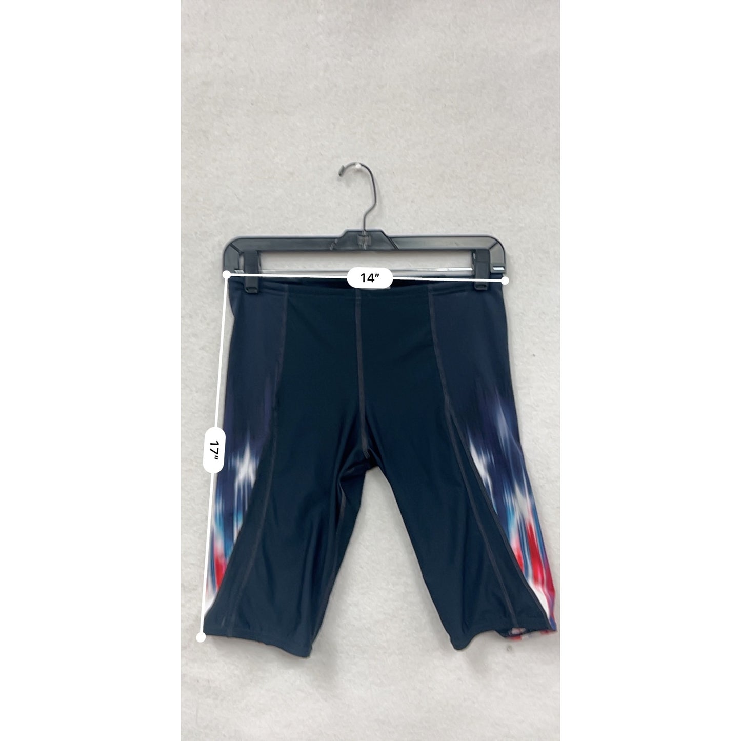 Speedo Mens Swim Jammer Shorts Size 32 Red/Blue Graphic Side Panels #6795