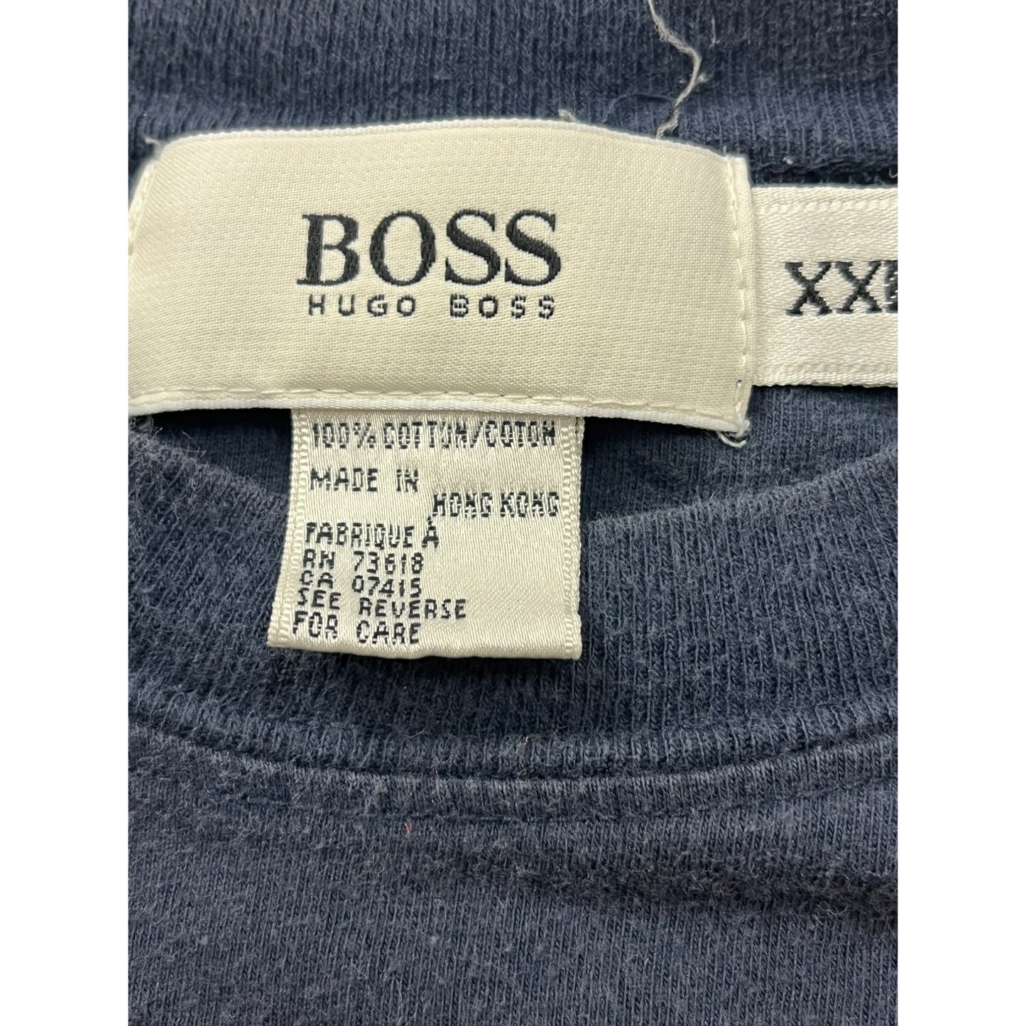 Men’s Hugo Boss Navy Blue Cotton T-Shirt With Embroidered Logo #2943