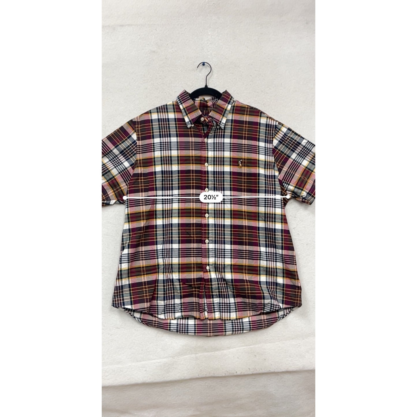 Ralph Lauren Classic Fit Plaid Short Sleeve Shirt XL #597A