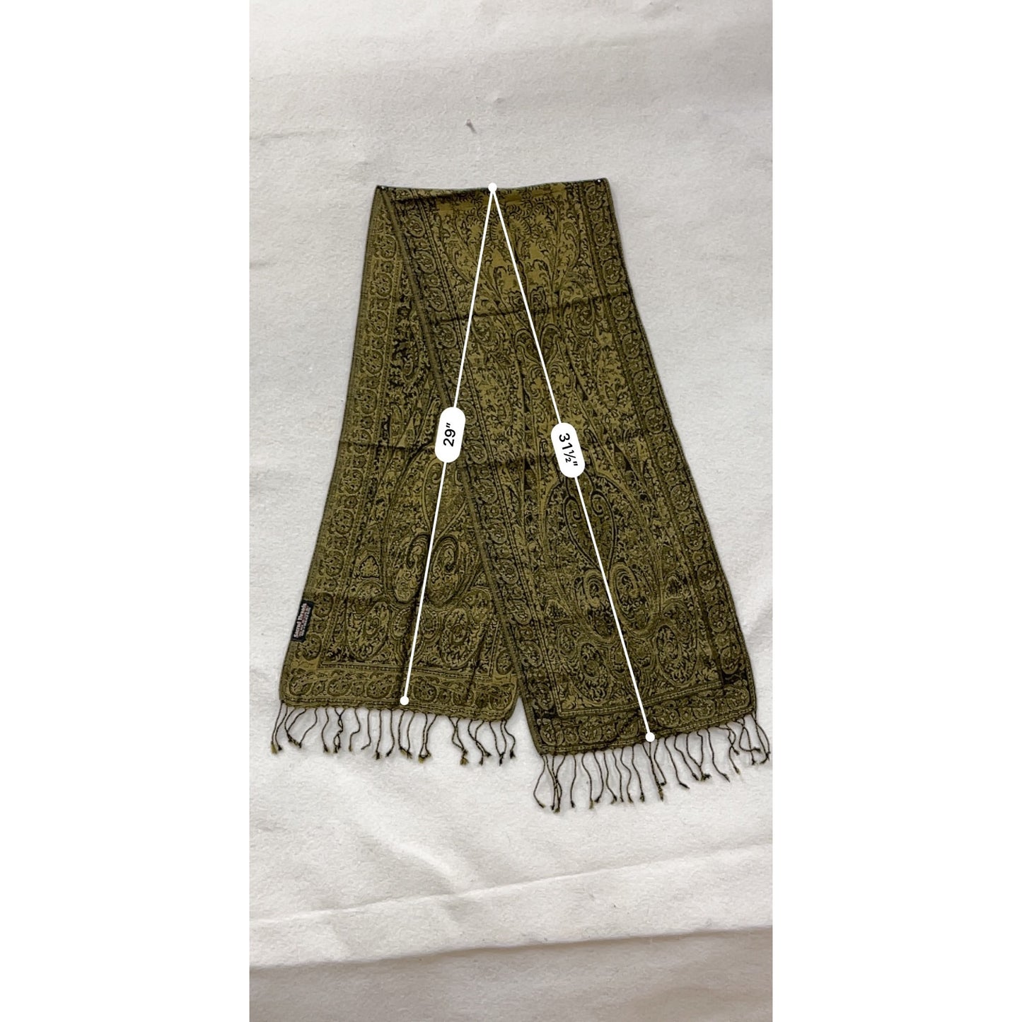 Sacred Threads Gold & Black Paisley Wool Scarf With Fringe #8074