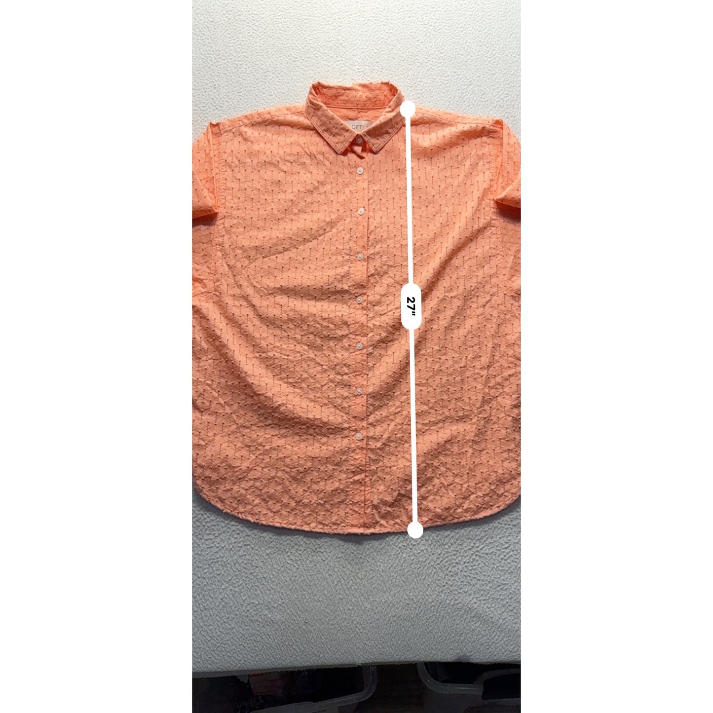 Loft Womens Button-Up Textured Orange Shirt #222B