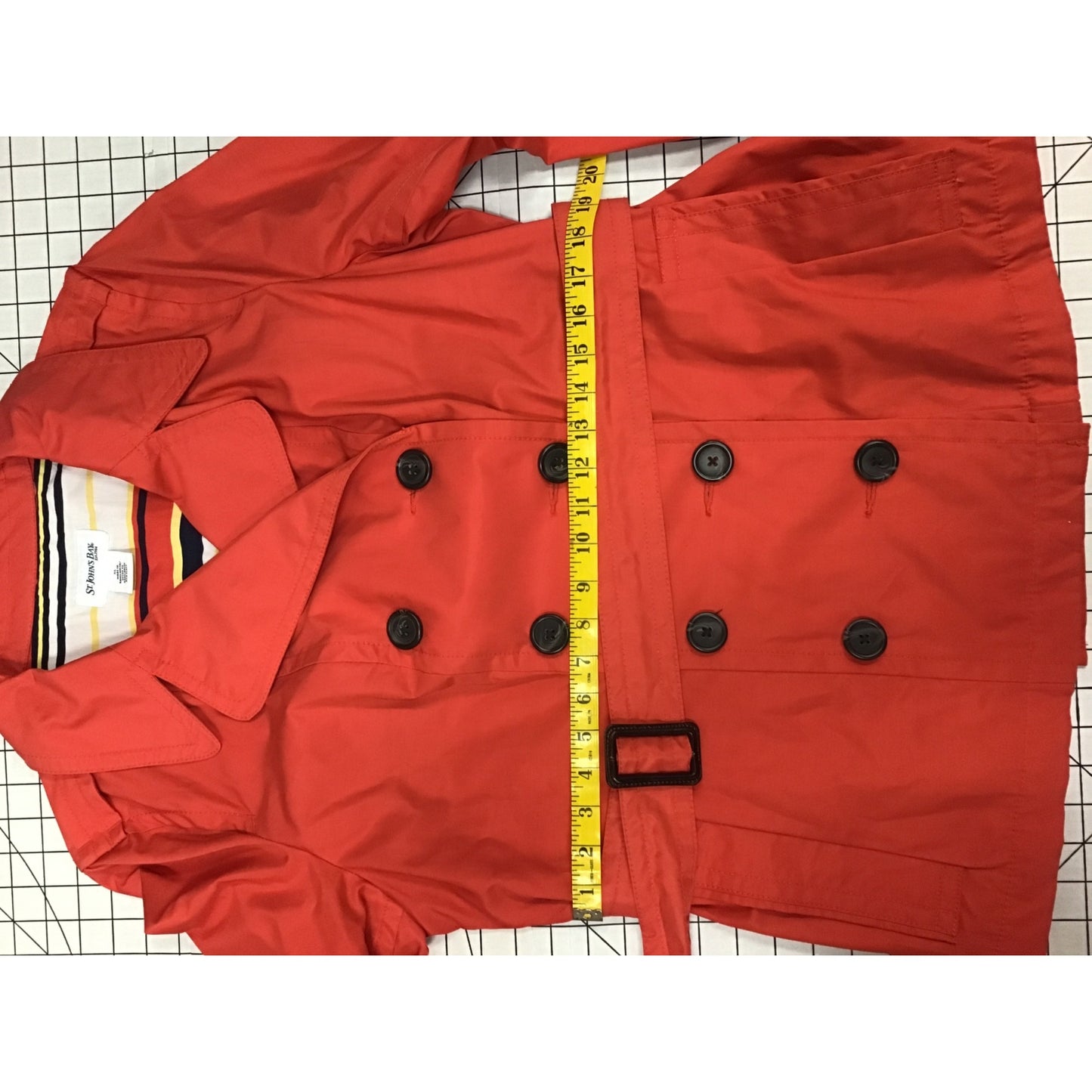 St. Johns Bay Womens Double-Breasted Belted Trench Coat XL Orange #208