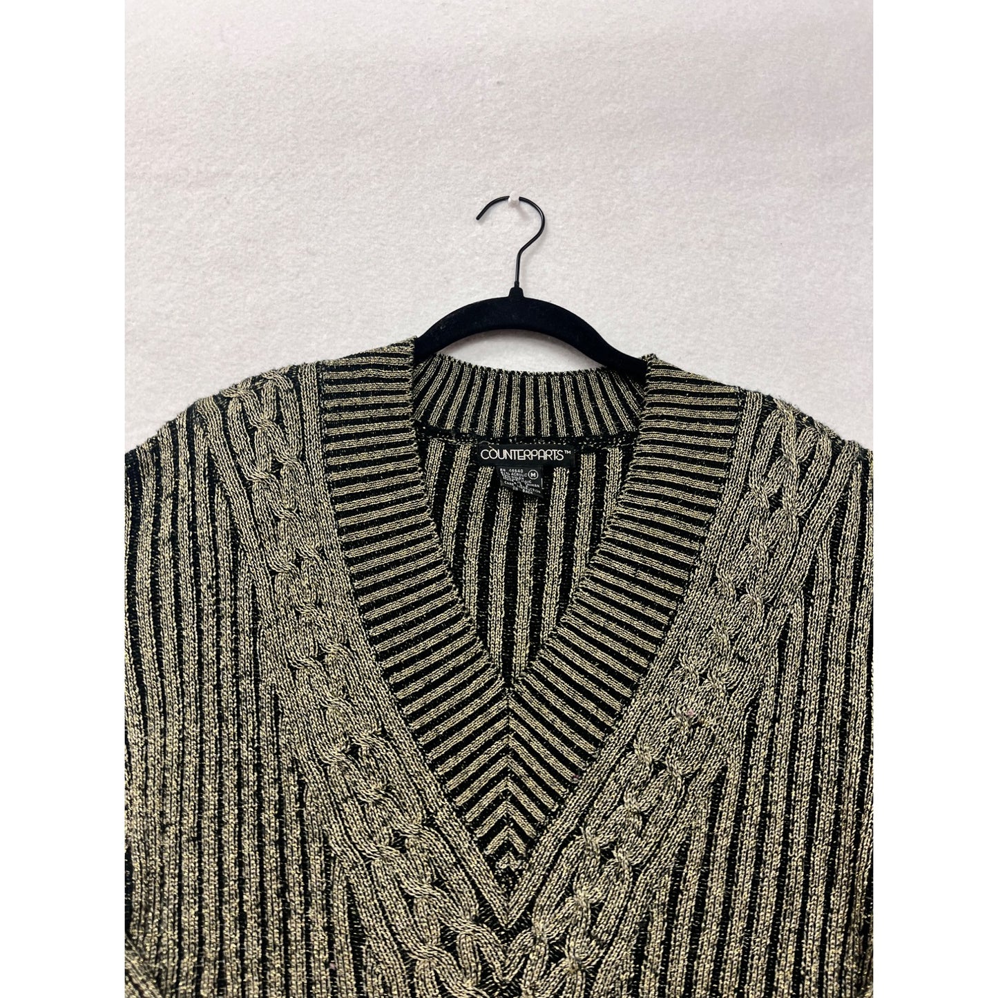 Vintage Counterparts Metallic Knit V-Neck Sweater Womens #30A