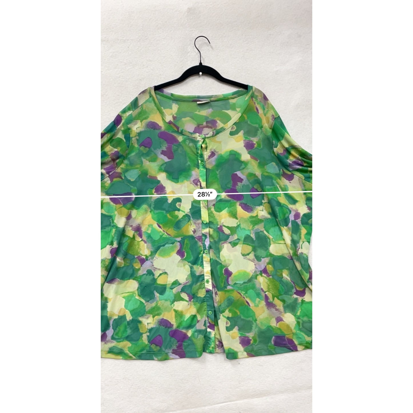 Lori Goldstein Womens Sheer Button-Front Blouse 4X #8243