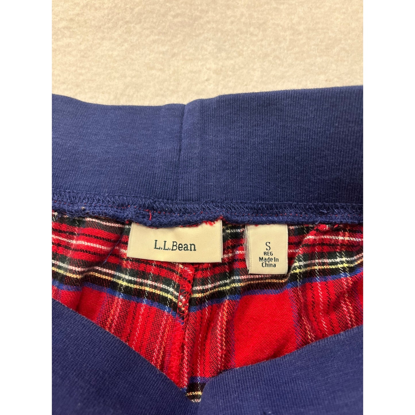 L.L.Bean Mens Red Plaid Pajama Pants S Elastic Waistband With Drawstring Comfortable Sleepwear #6864
