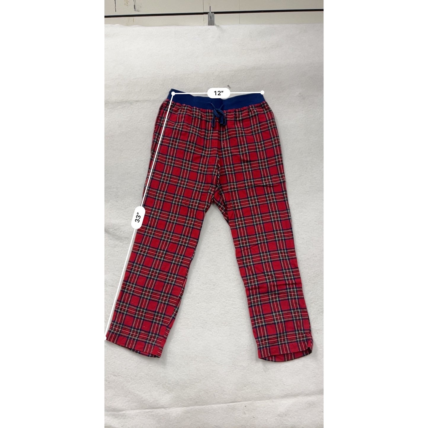 L.L.Bean Mens Red Plaid Pajama Pants S Elastic Waistband With Drawstring Comfortable Sleepwear #6864
