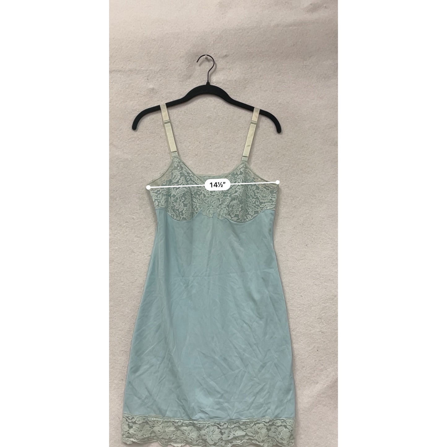 Vintage Blue Lace Trimmed Slip Dress Womens M/L #8073
