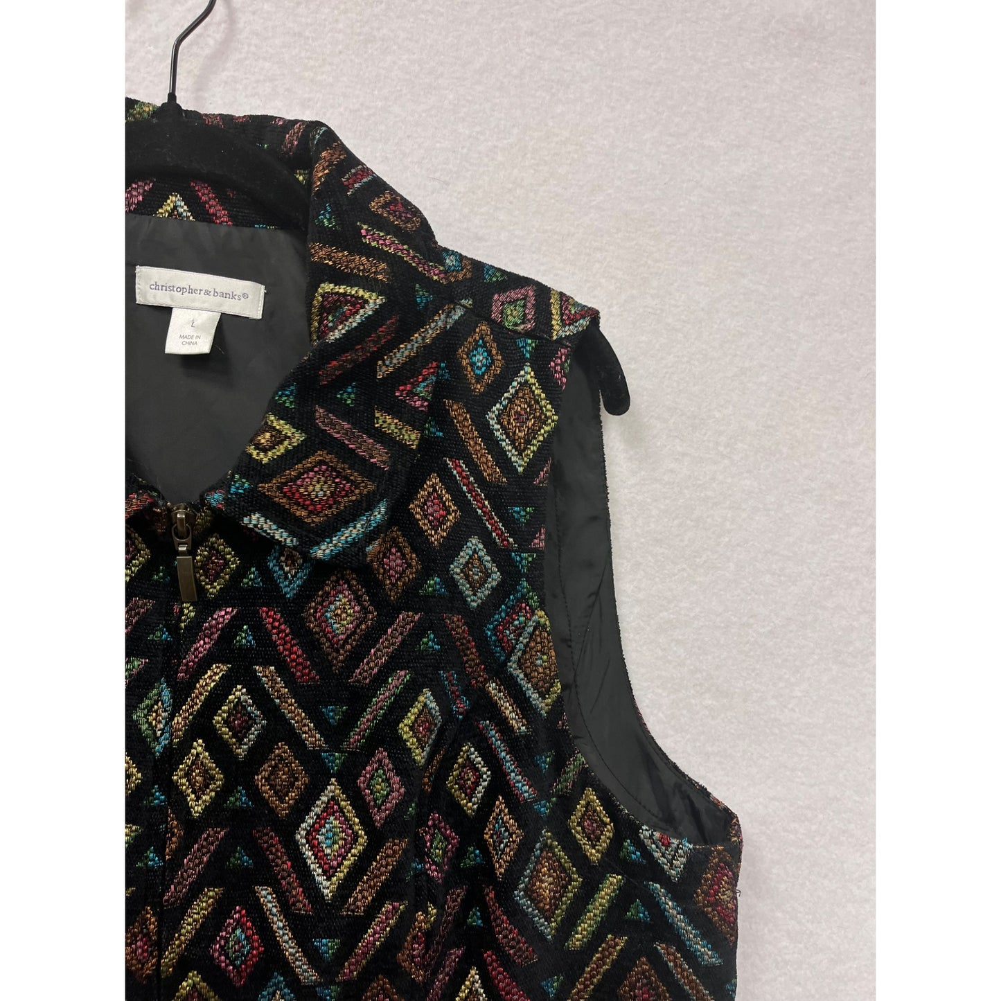 Christopher & Banks Womens Multicolor Geometric Vest #6286