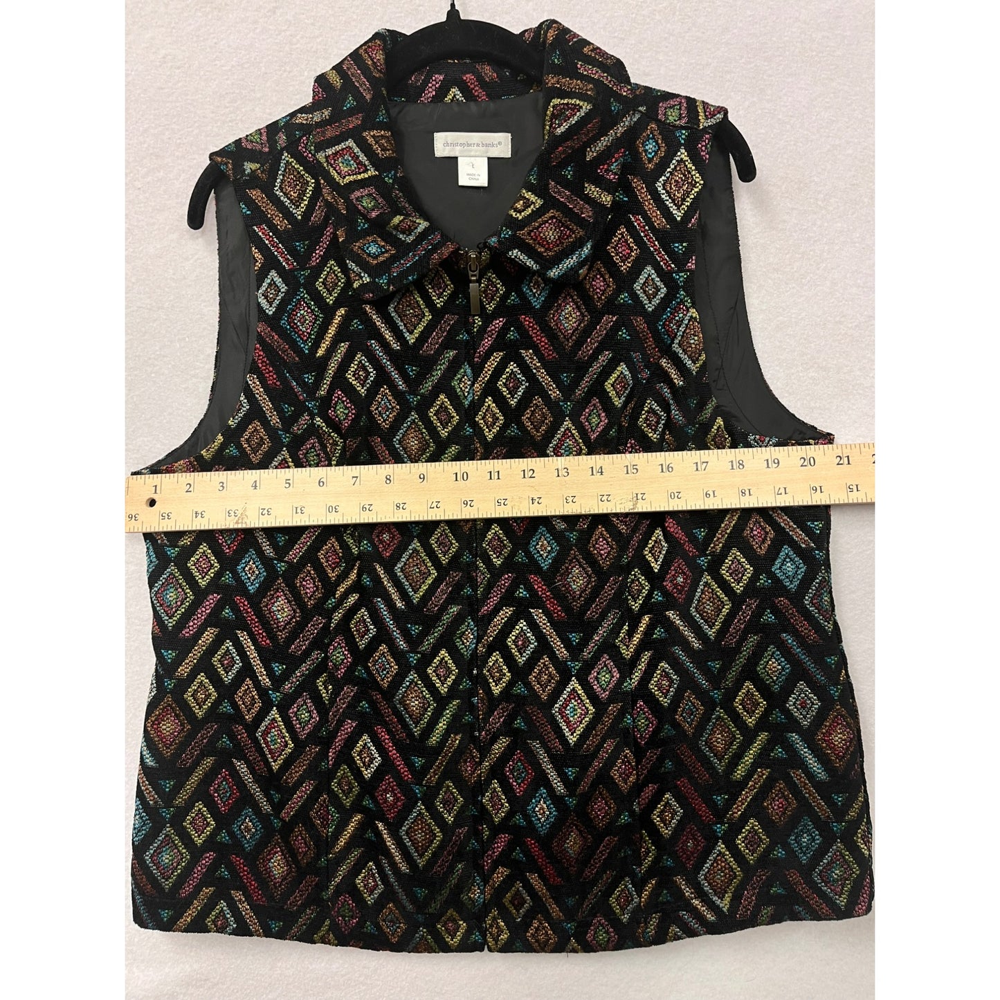 Christopher & Banks Womens Multicolor Geometric Vest #6286