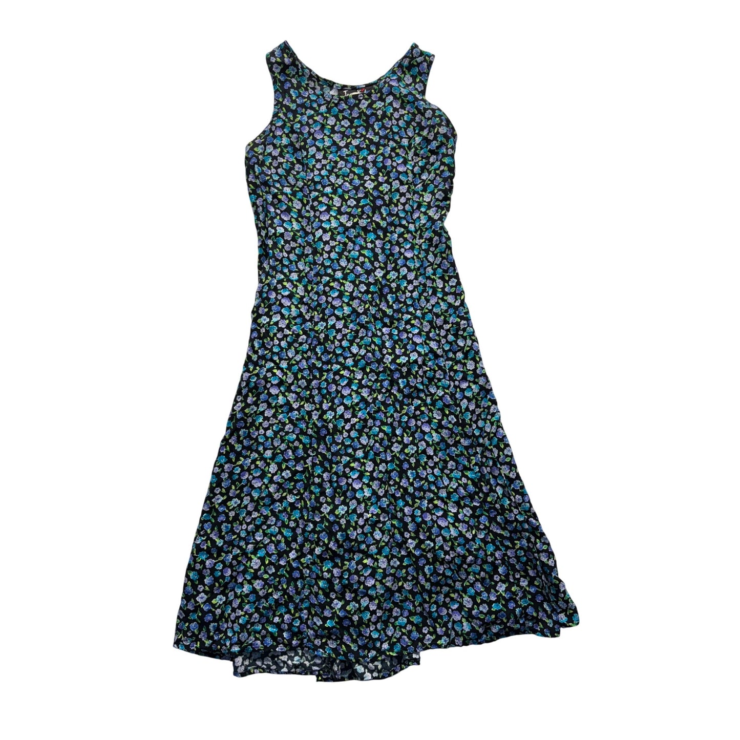 Vintage Jazz Kids Floral Sleeveless Midi Dress With Lace-Up Back #7653
