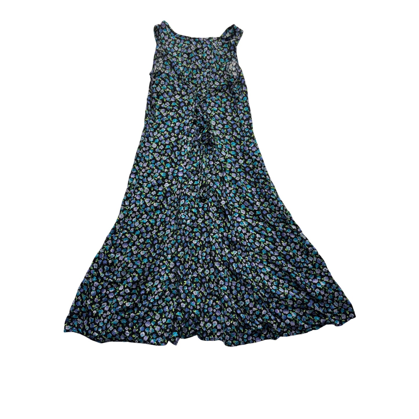 Vintage Jazz Kids Floral Sleeveless Midi Dress With Lace-Up Back #7653