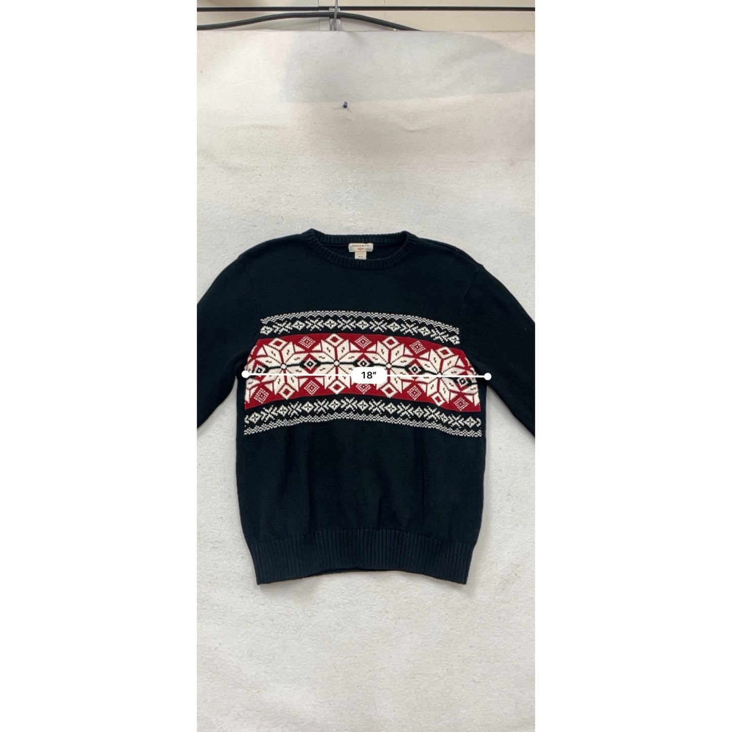 Vintage Dockers Nordic Snowflake Knit Sweater Black & Red Cotton M #996A