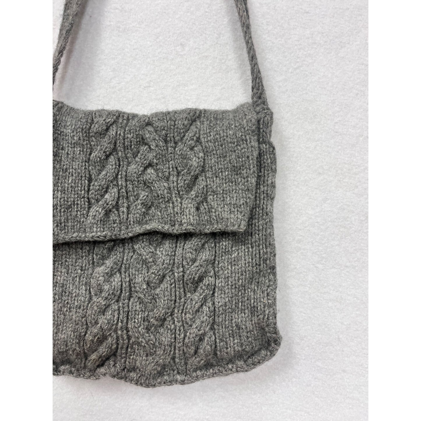 Cable Knit Gray Crossbody Purse By GAP Wool Blend One Size #6173