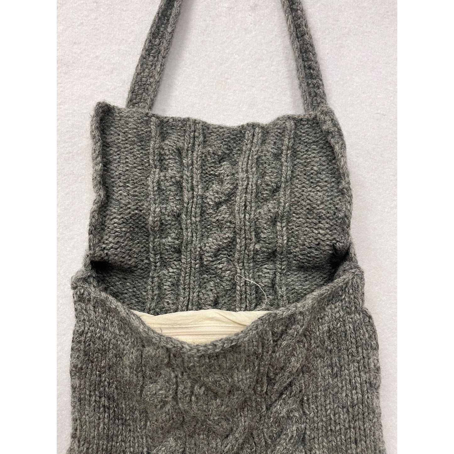 Cable Knit Gray Crossbody Purse By GAP Wool Blend One Size #6173