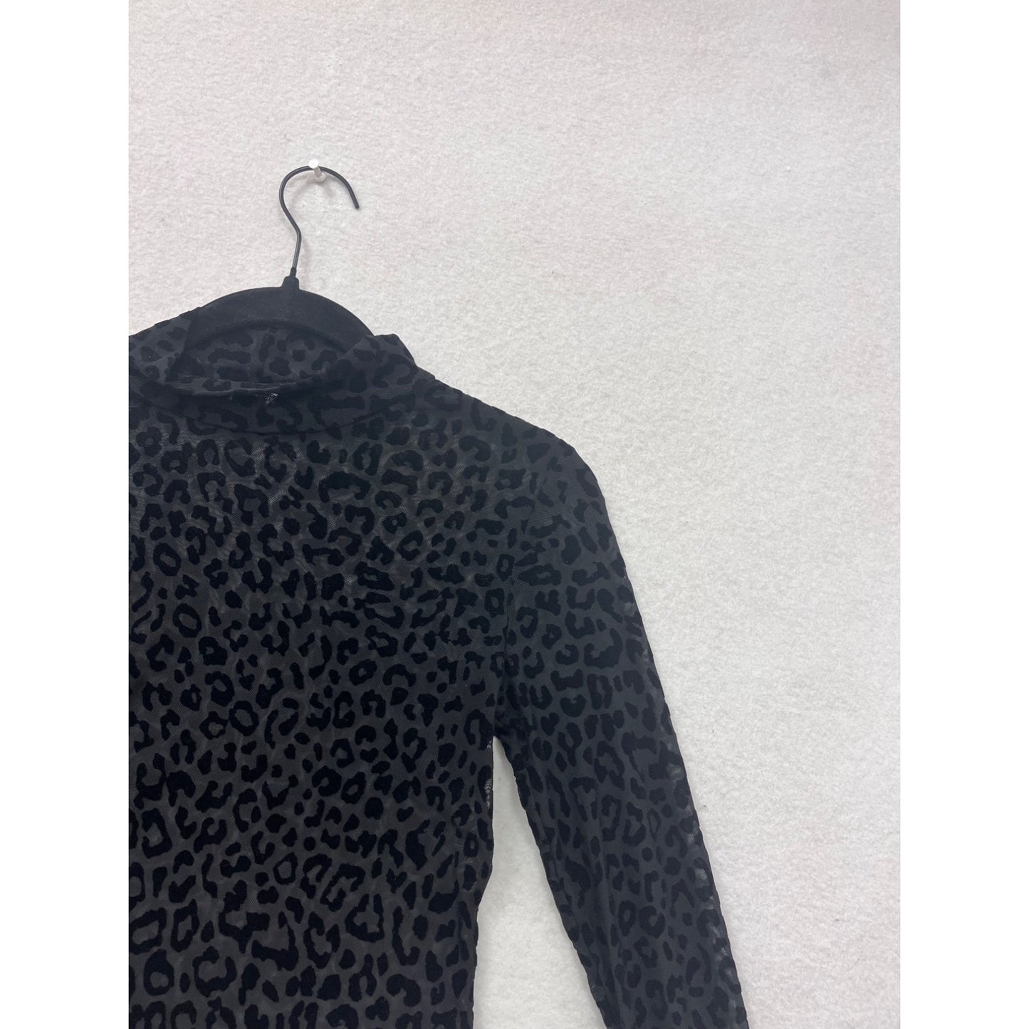 Garage Womens Leopard Print Long-Sleeve Mock Neck Top #8411