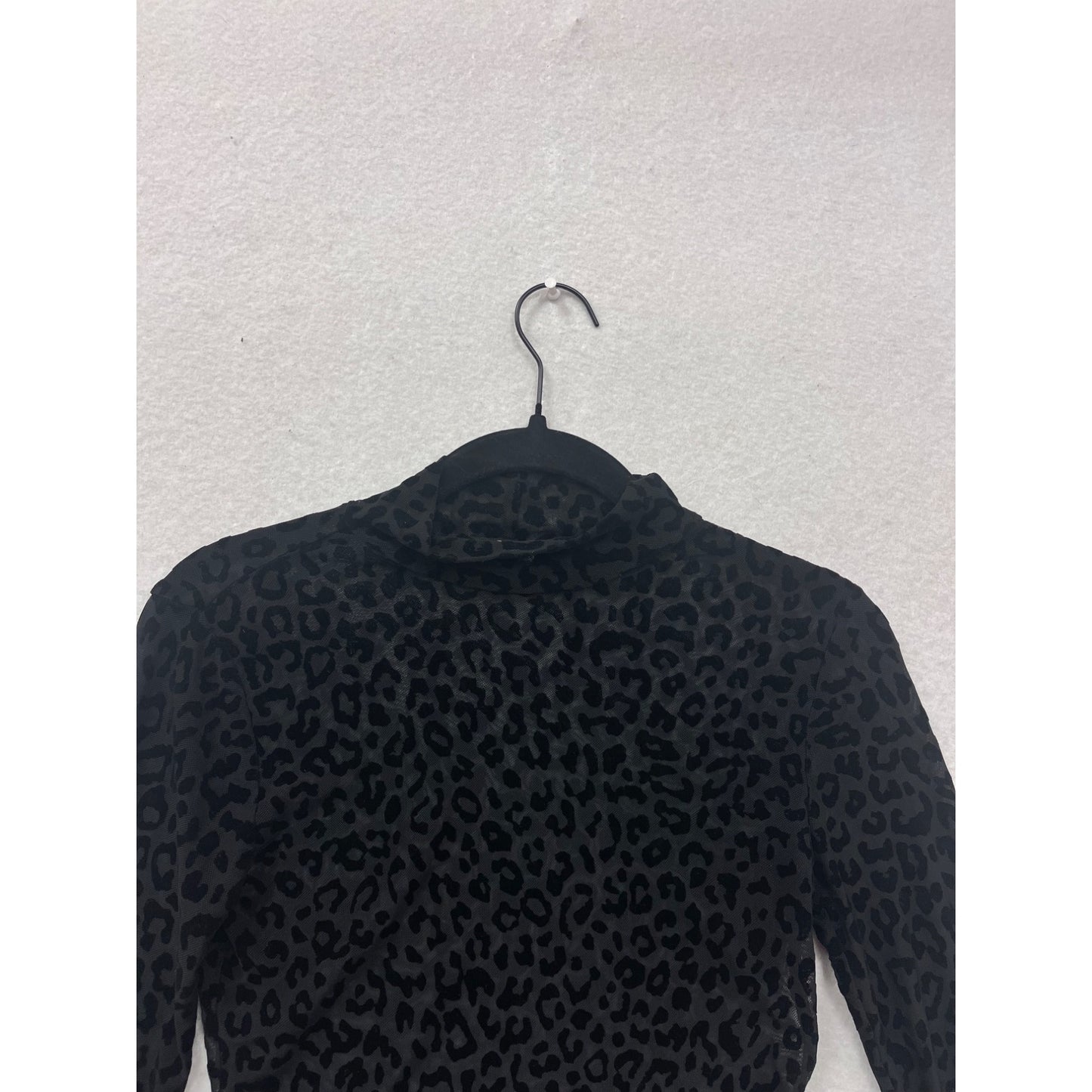 Garage Womens Leopard Print Long-Sleeve Mock Neck Top #8411