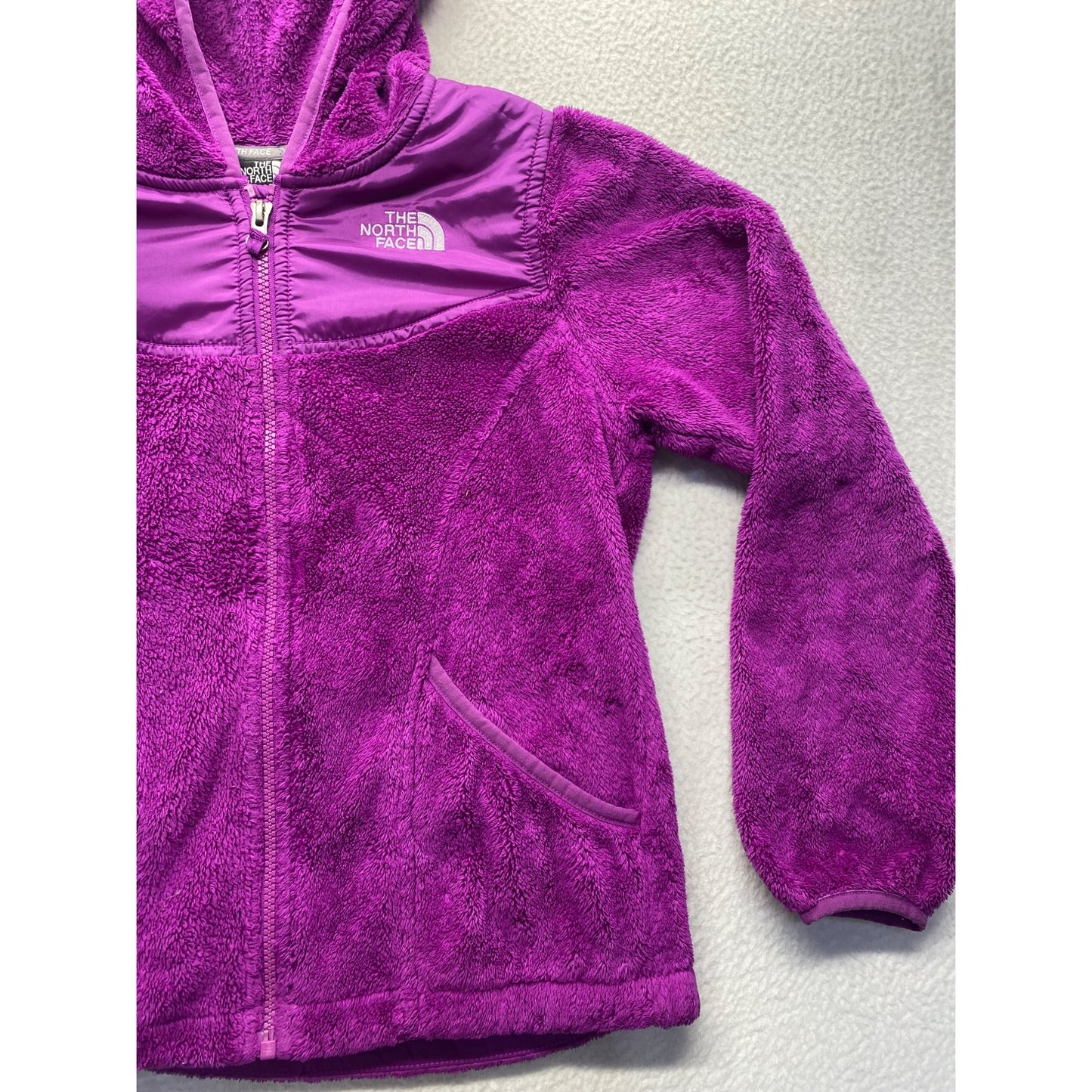 The North Face Girls Fleece Hooded Zip Up Medium Size 10/12 Purple Polyester #7082