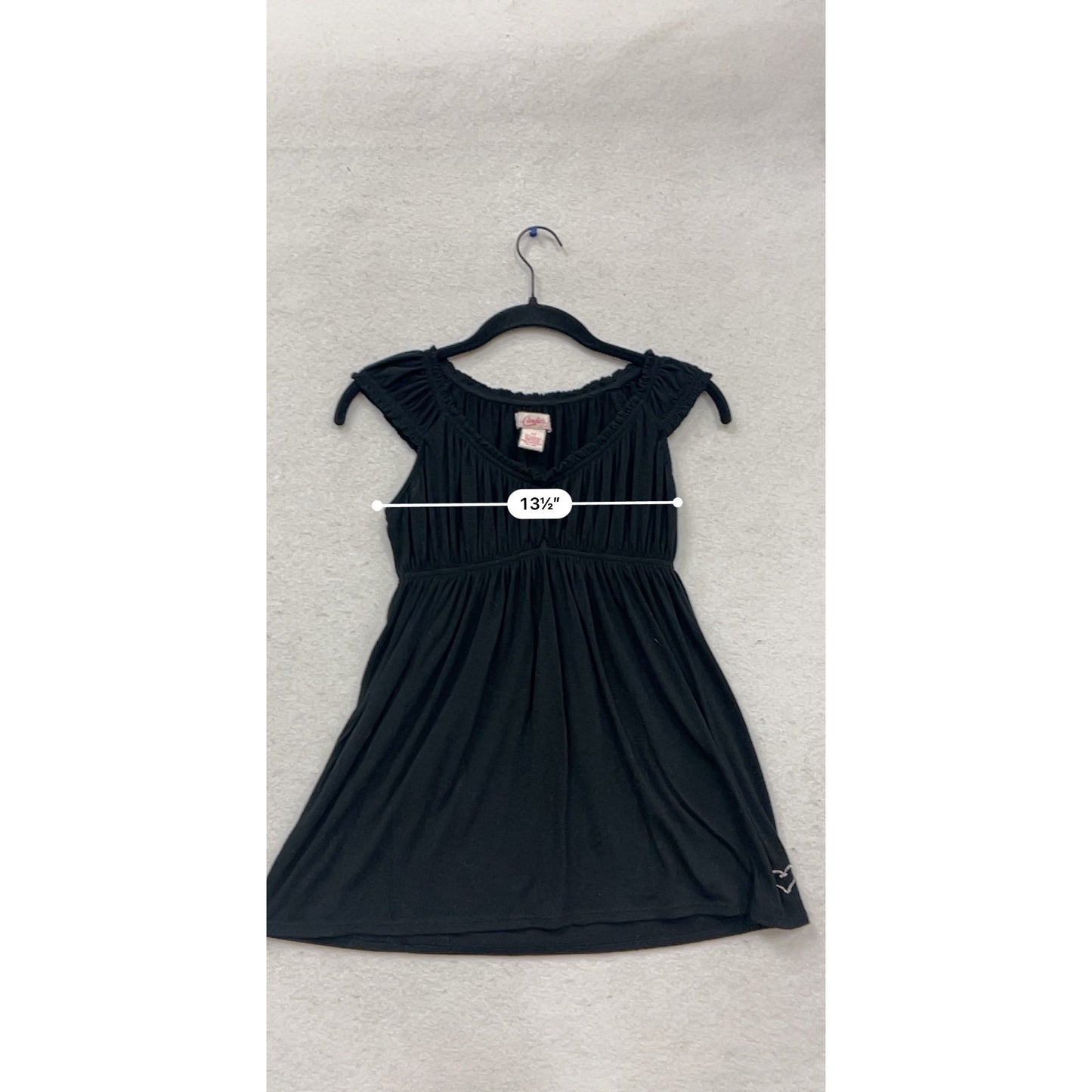 Candies Black Ruched Short Sleeve Dress M #494A