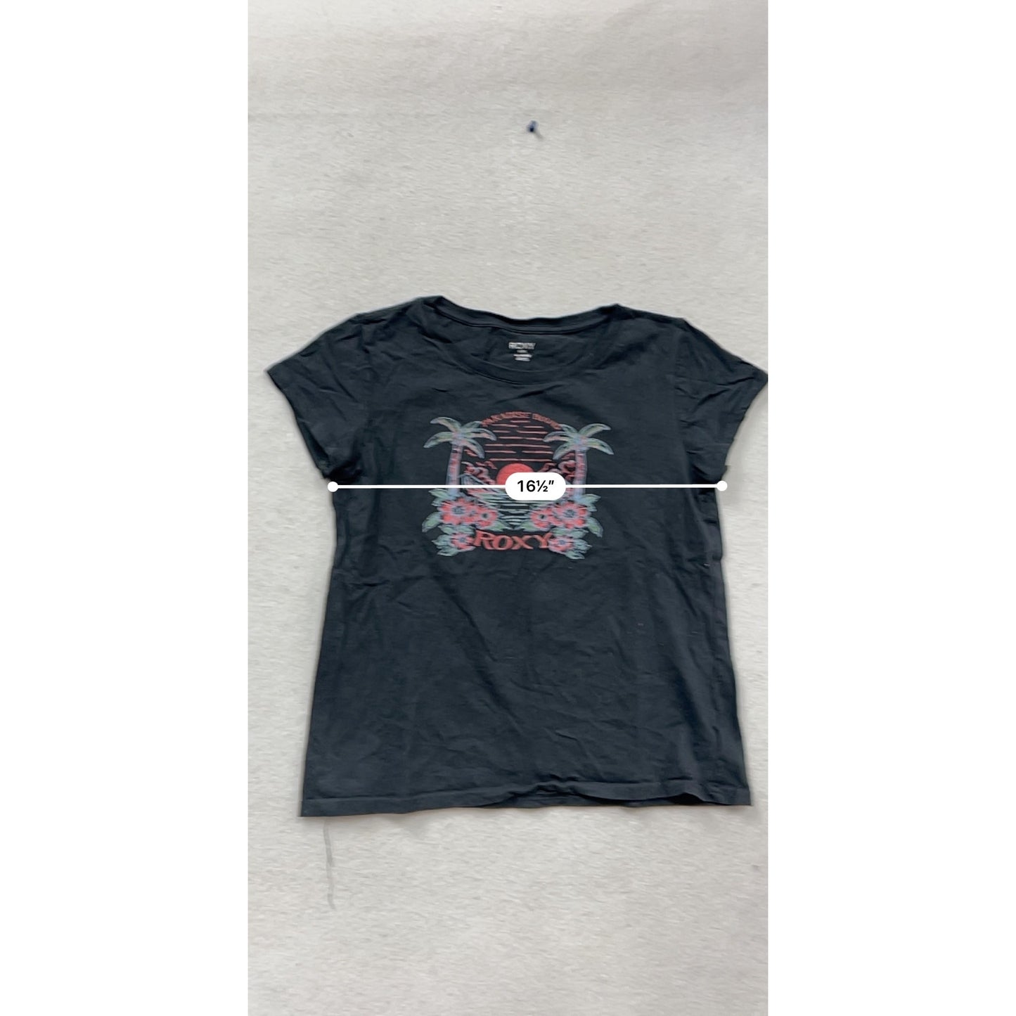 Roxy XL Black Paradise Bound Graphic T-Shirt #474A