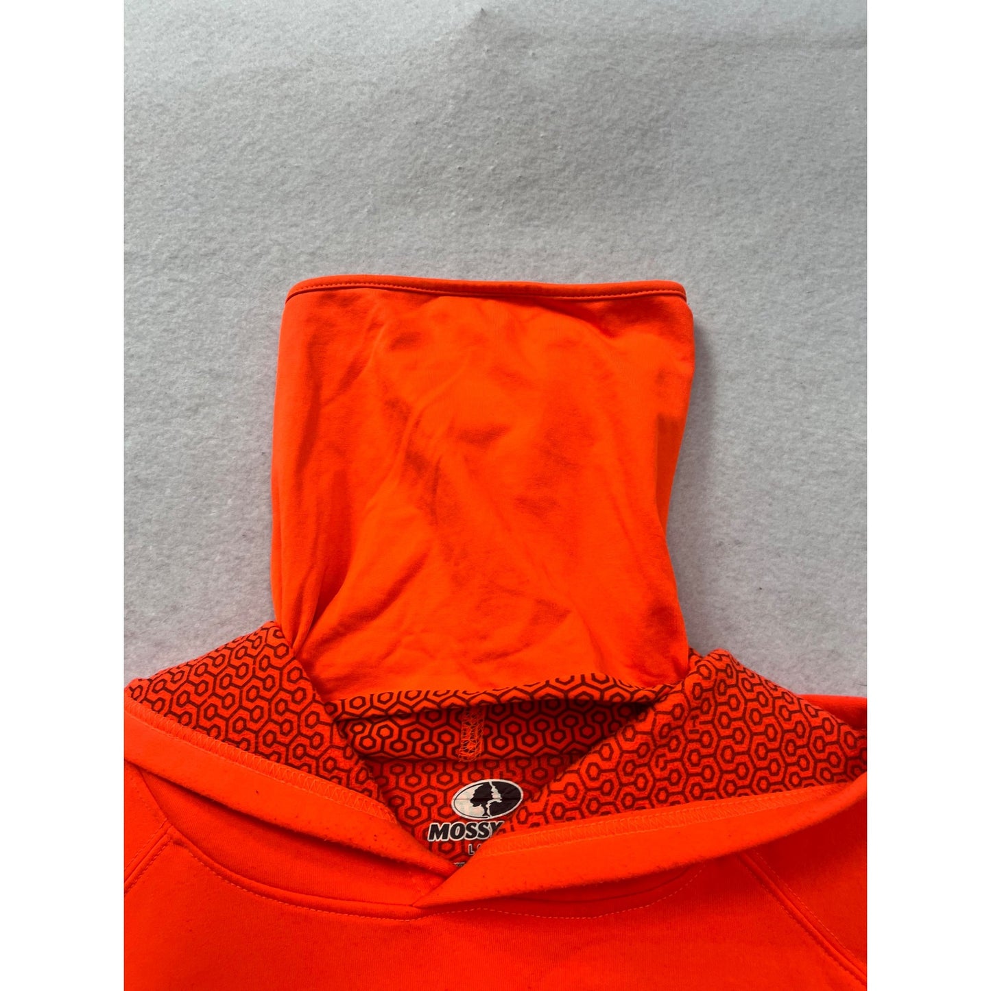 Mens Large Orange Mossy Oak Hooded Pullover Jacket with Face Mask #8126