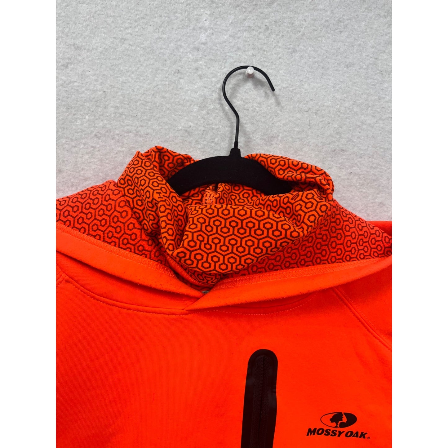 Mens Large Orange Mossy Oak Hooded Pullover Jacket with Face Mask #8126