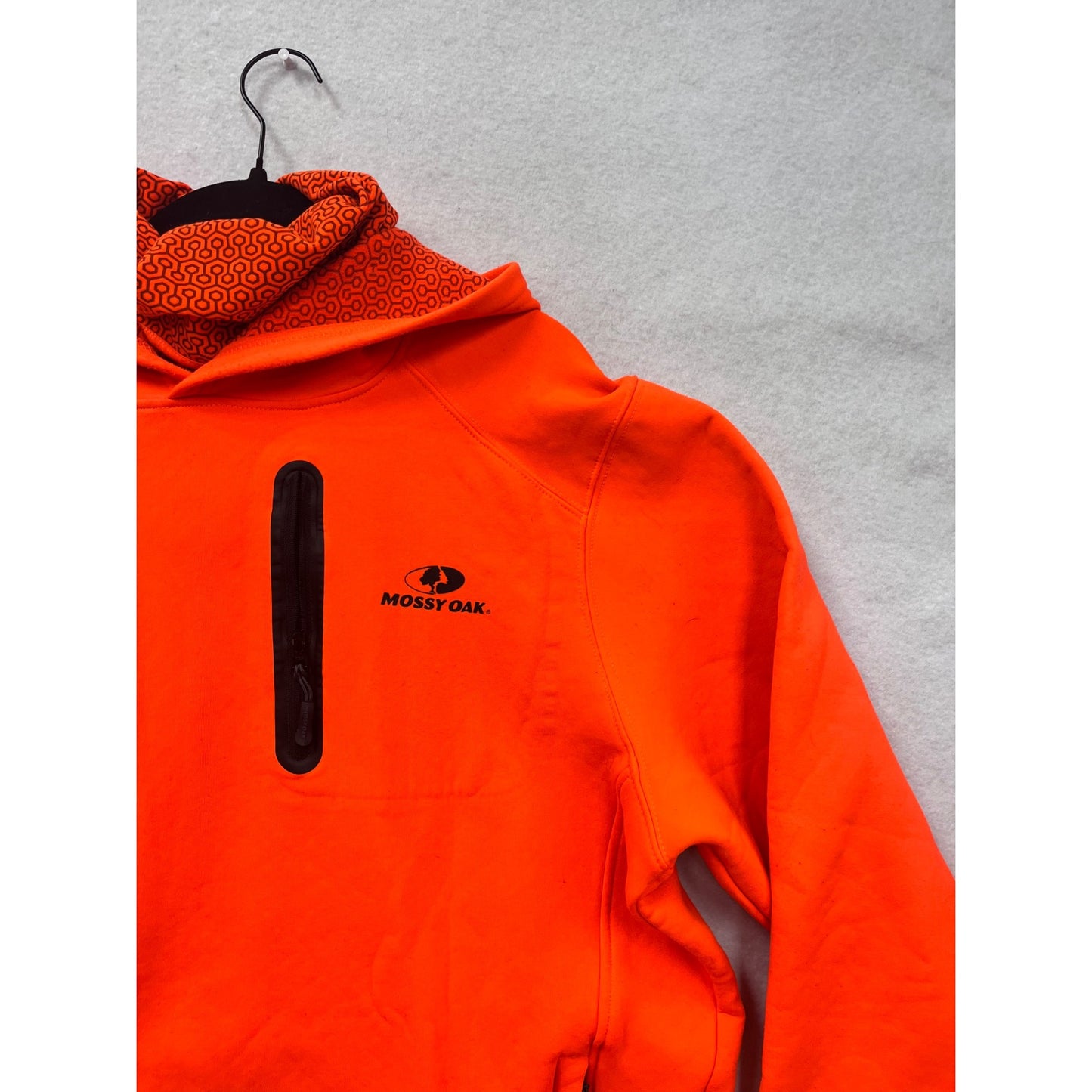 Mens Large Orange Mossy Oak Hooded Pullover Jacket with Face Mask #8126