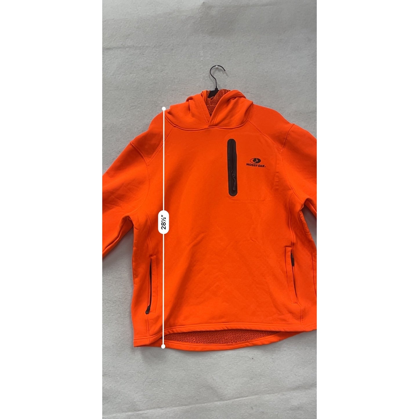 Mens Large Orange Mossy Oak Hooded Pullover Jacket with Face Mask #8126