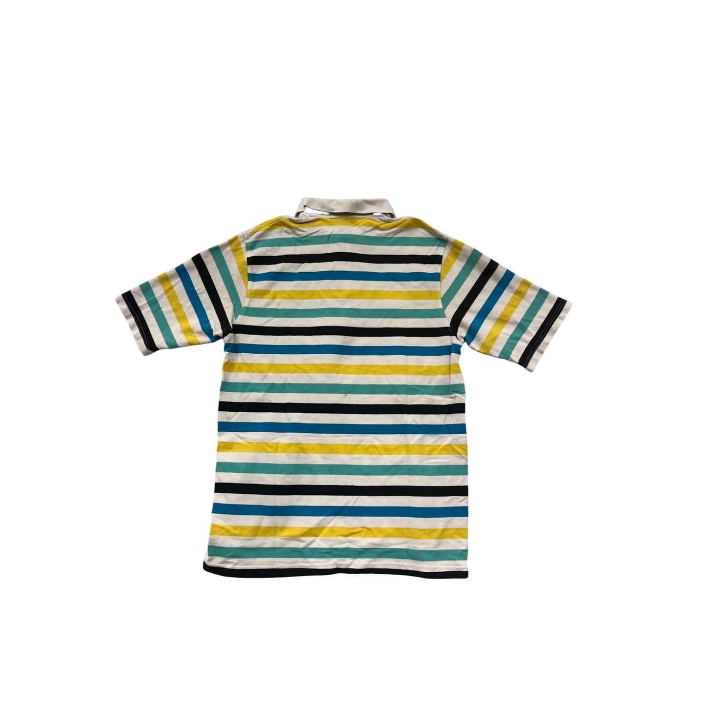 Southpole Mens Large Striped Polo Shirt Yellow Blue Green White Short Sleeve 100% Cotton #6848