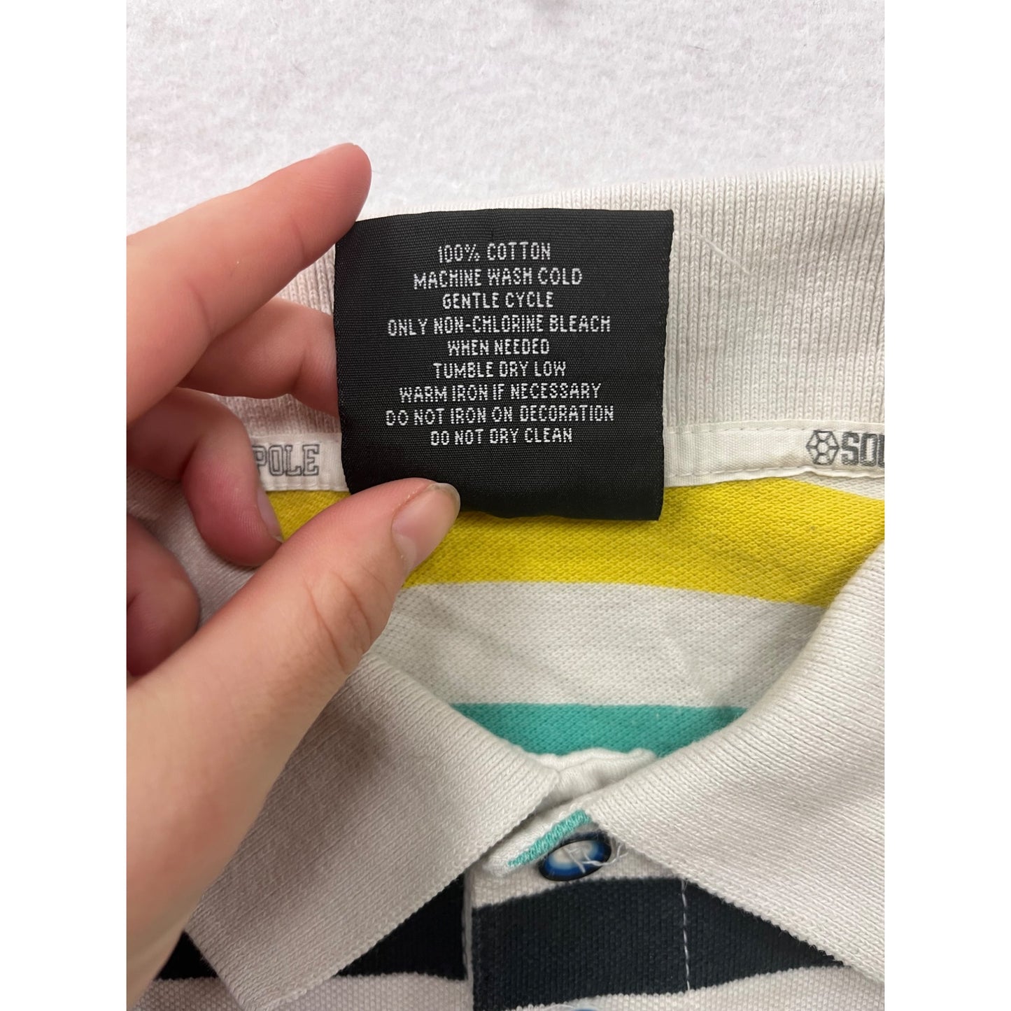 Southpole Mens Large Striped Polo Shirt Yellow Blue Green White Short Sleeve 100% Cotton #6848