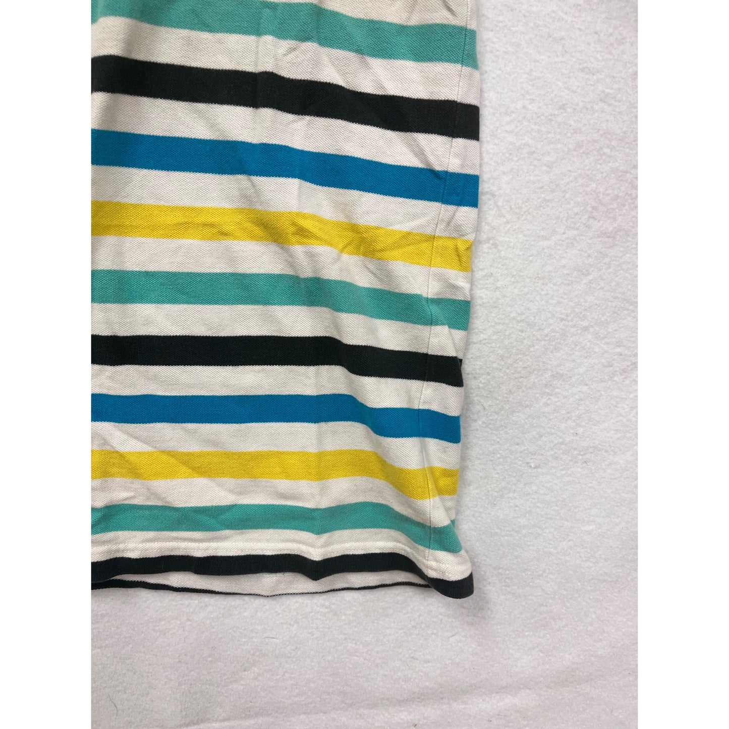 Southpole Mens Large Striped Polo Shirt Yellow Blue Green White Short Sleeve 100% Cotton #6848