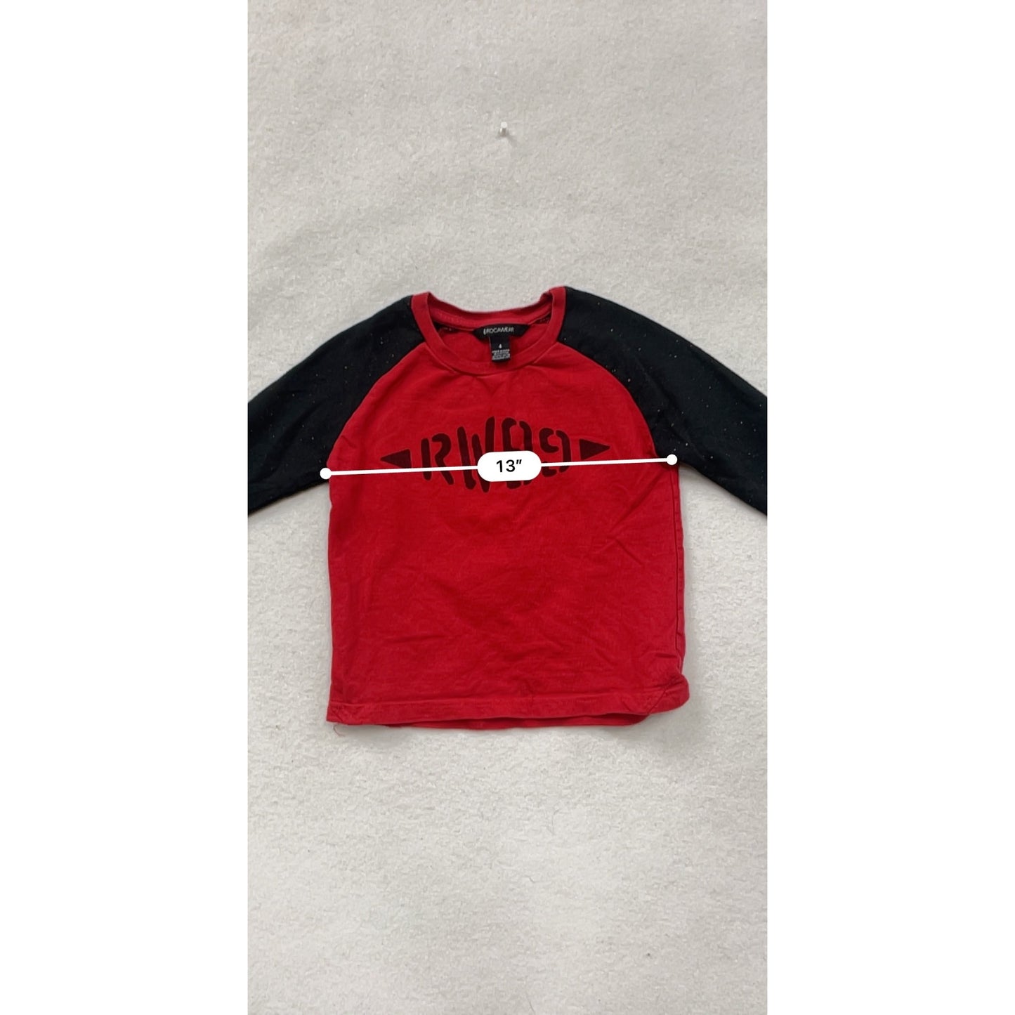 Rocawear Red & Black RW99 Raglan Long Sleeve Shirt Size 4T #8685