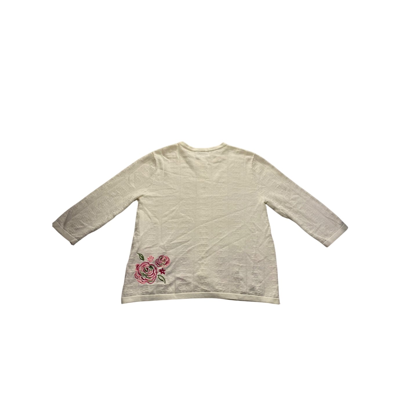 Breckenridge Petite Womens Floral Embroidered Button-Up Cardigan Sweater #7350