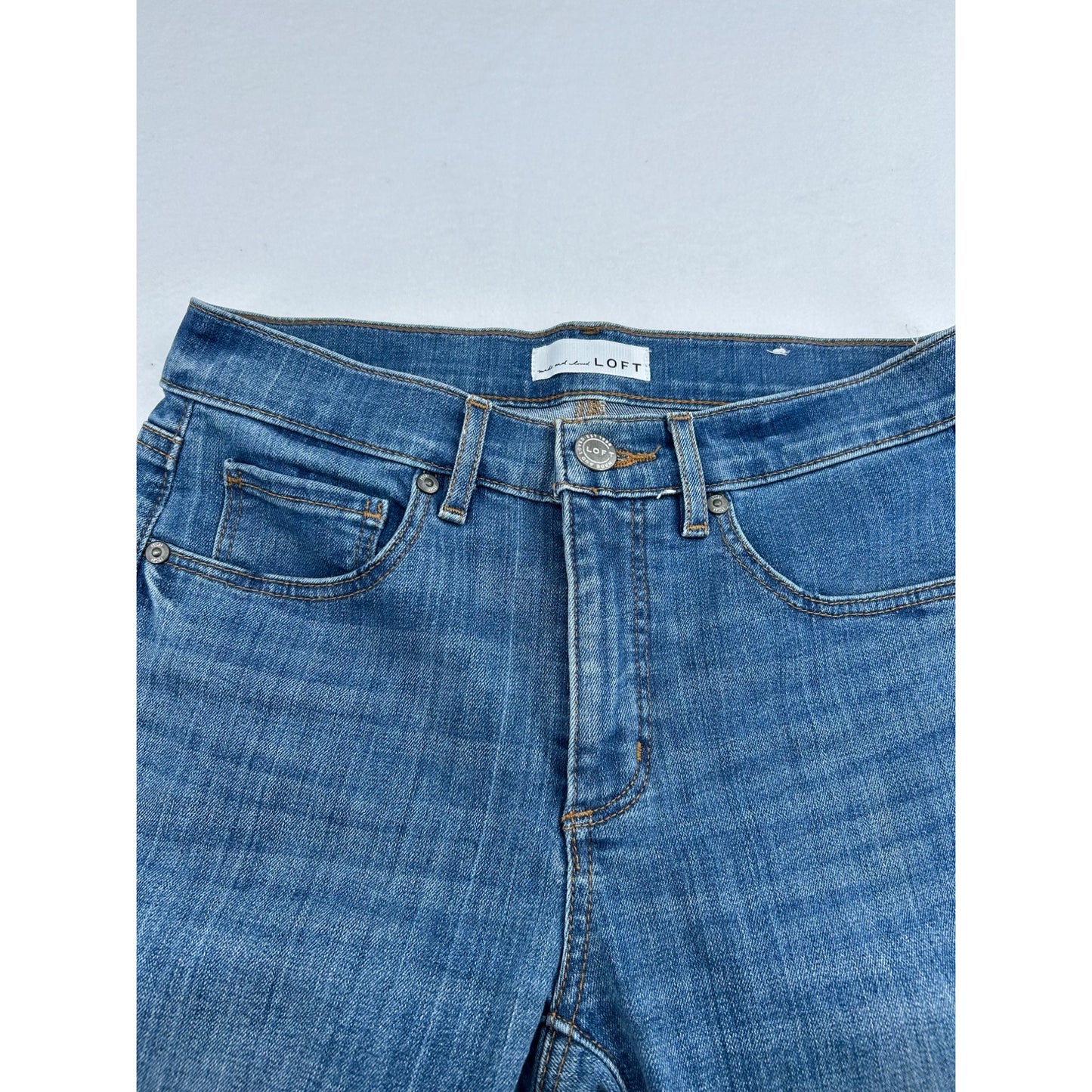 Ann Taylor Loft Womens Straight Leg Jeans With Frayed Hem #6649