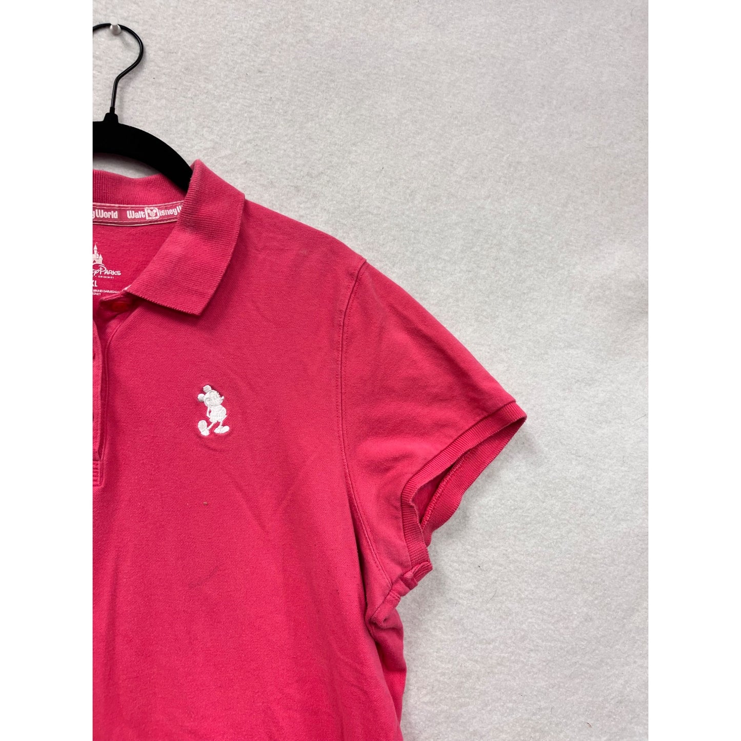 Disney Parks Womens XL Pink Polo Shirt With Mickey Embroidery #8990
