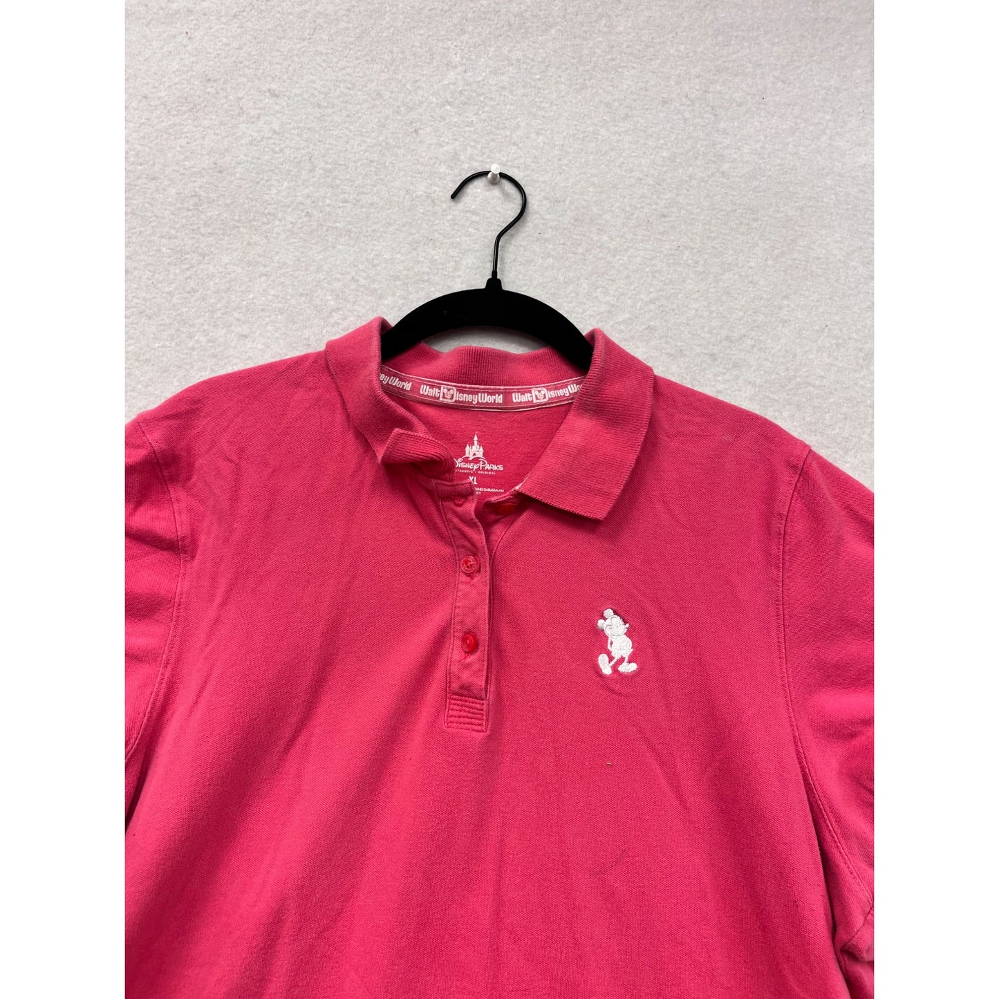 Disney Parks Womens XL Pink Polo Shirt With Mickey Embroidery #8990